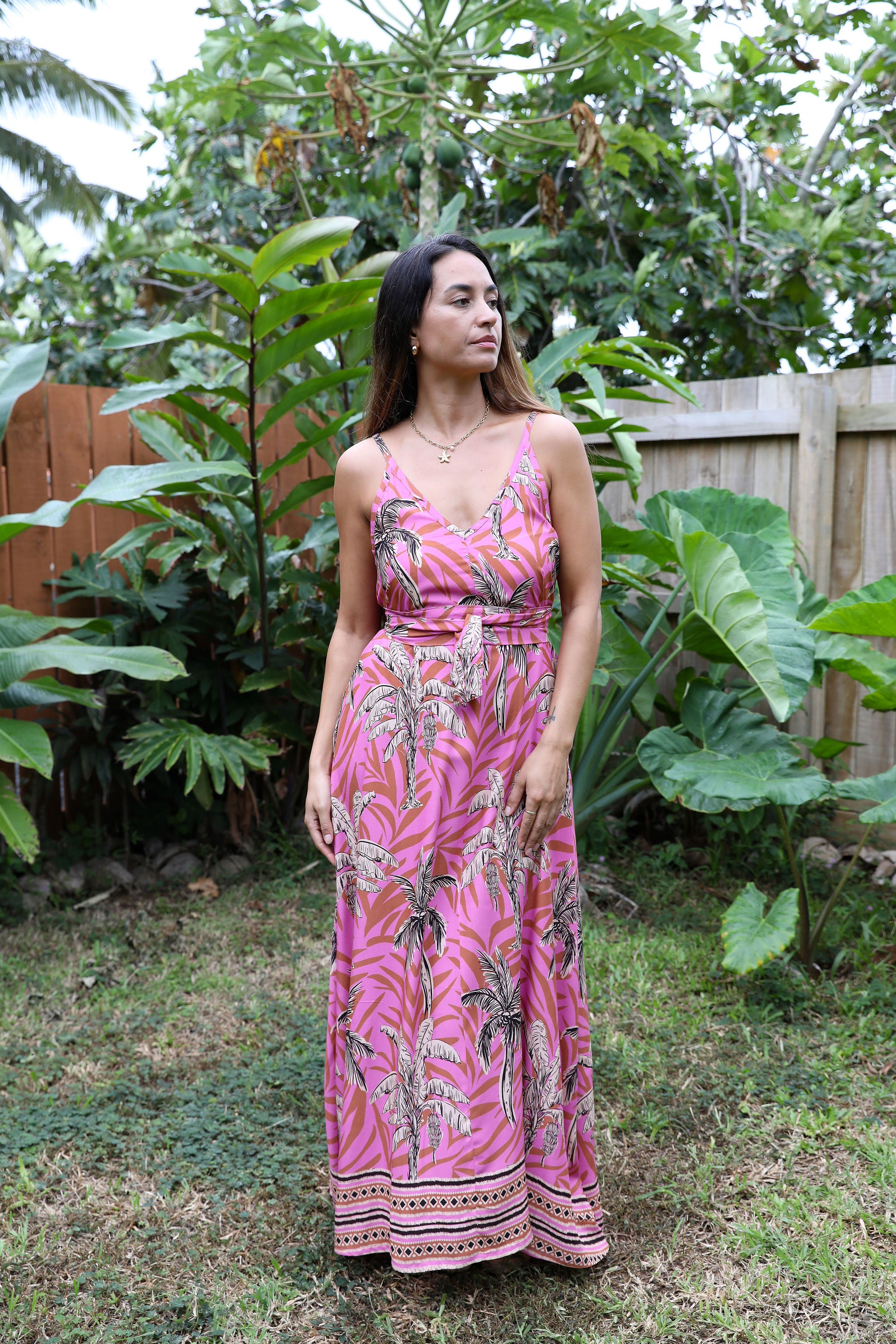 Pink Te Vene Maria Maxi Dress