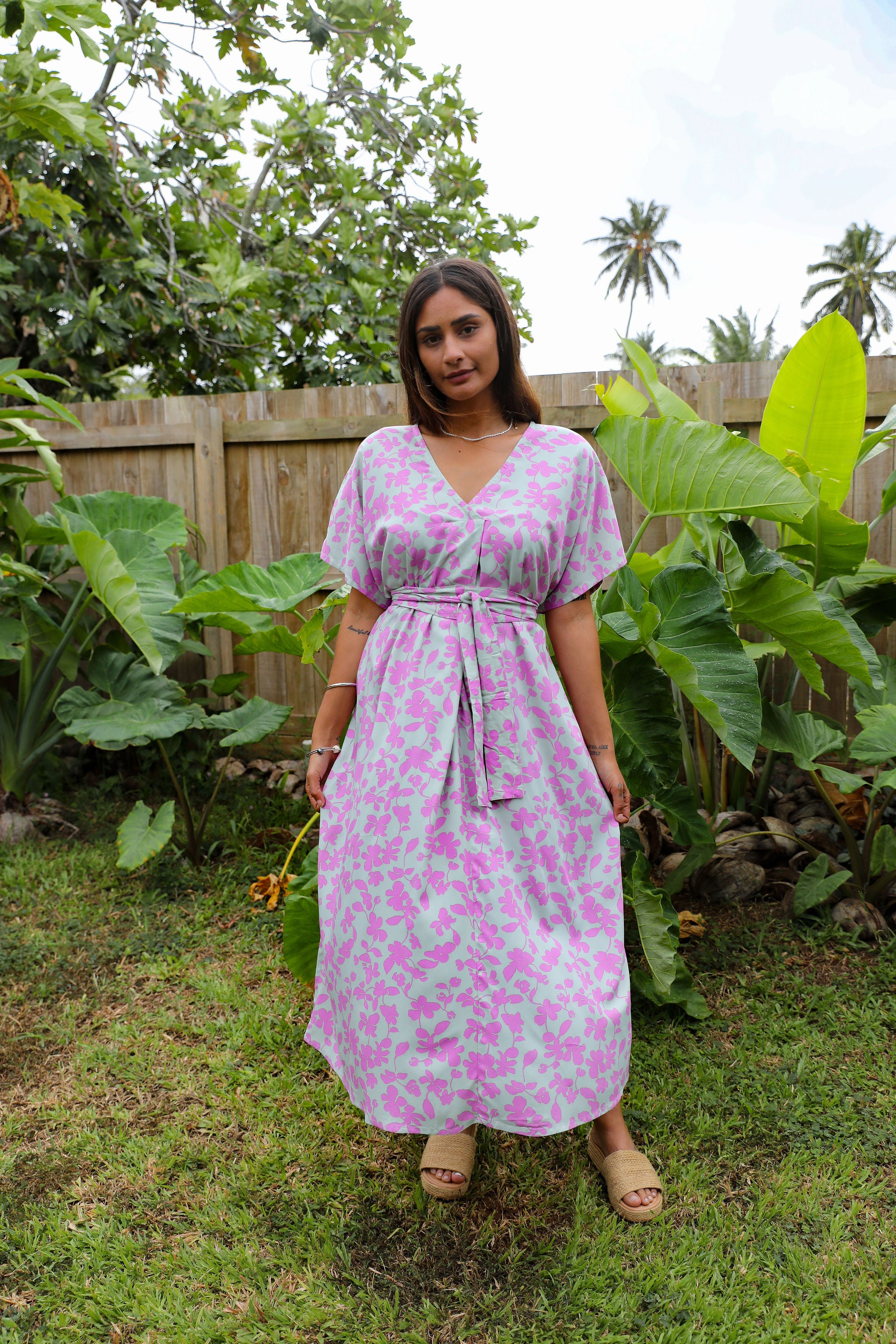 Sage Mona Floral Mana Kaftan