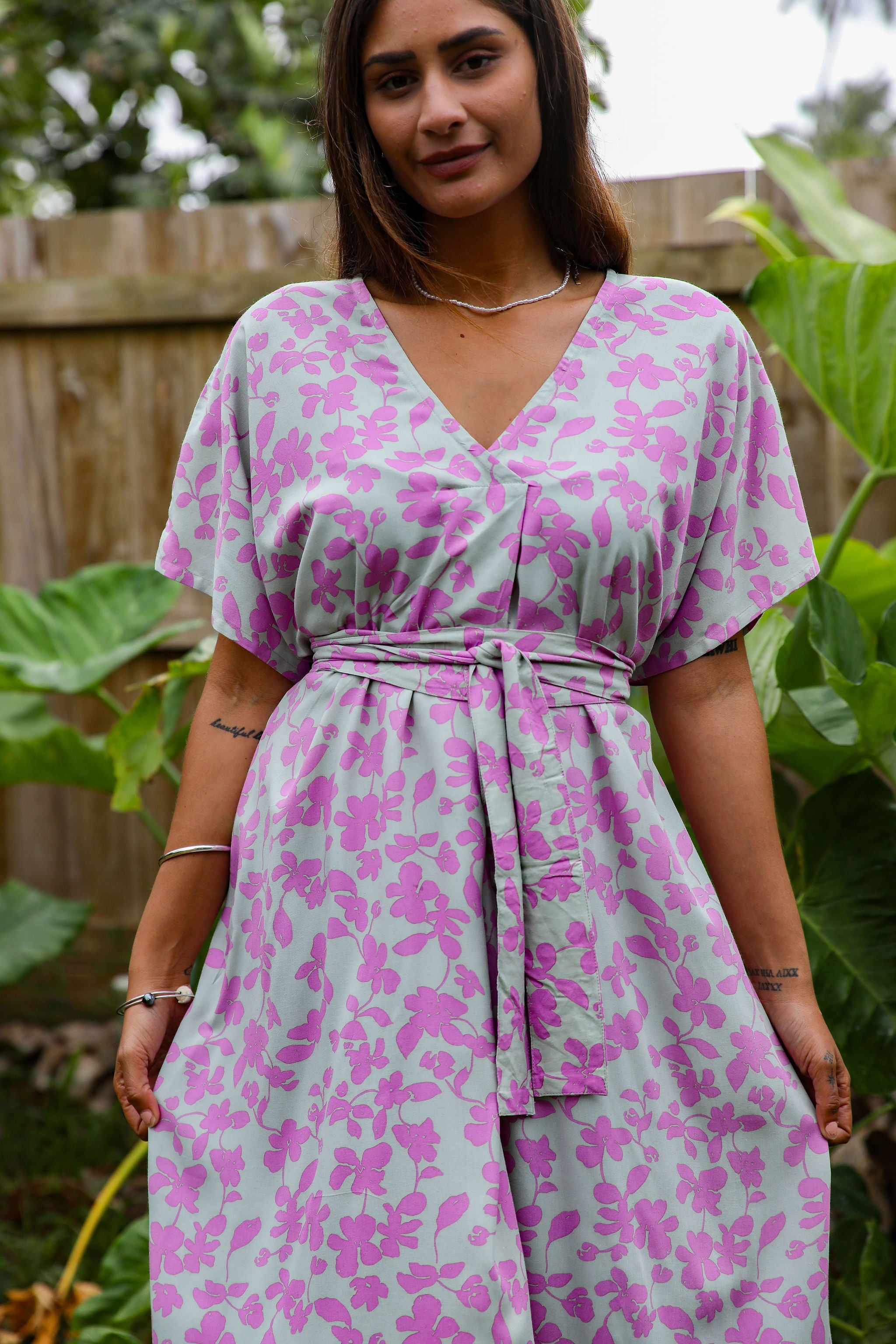 Sage Mona Floral Mana Kaftan