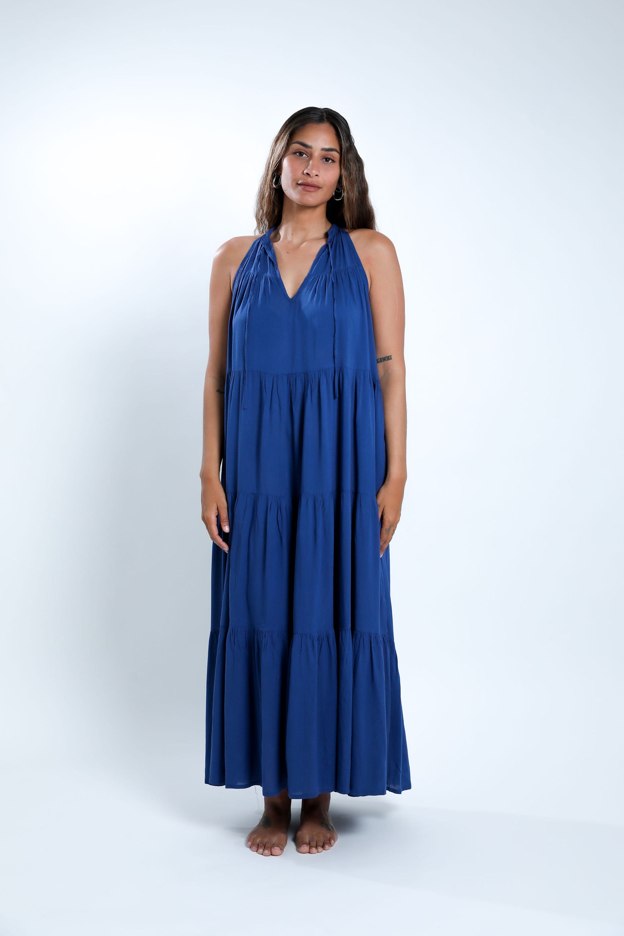 Navy Night Long Tiered Maxi Dress