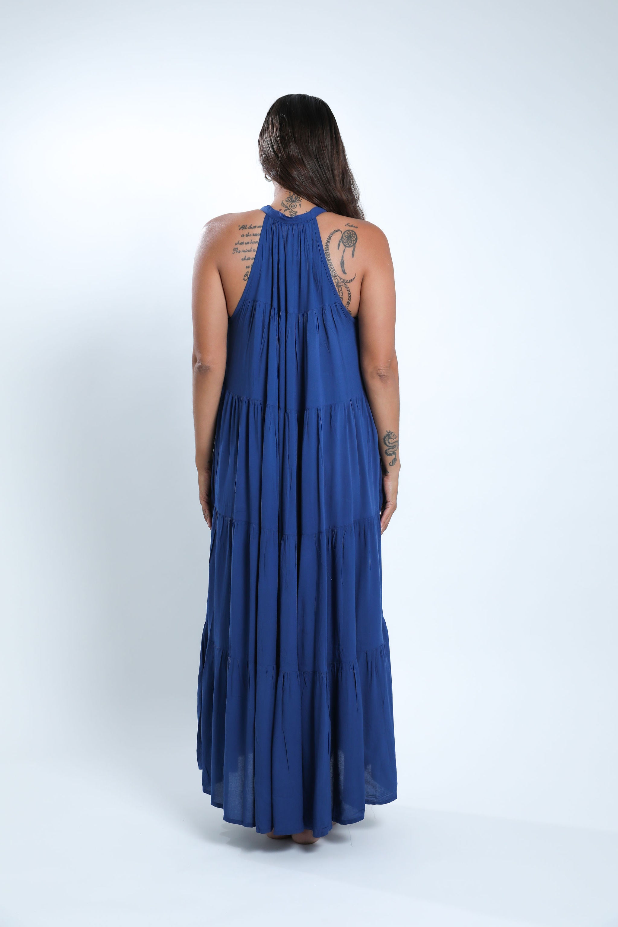 Navy Night Long Tiered Maxi Dress