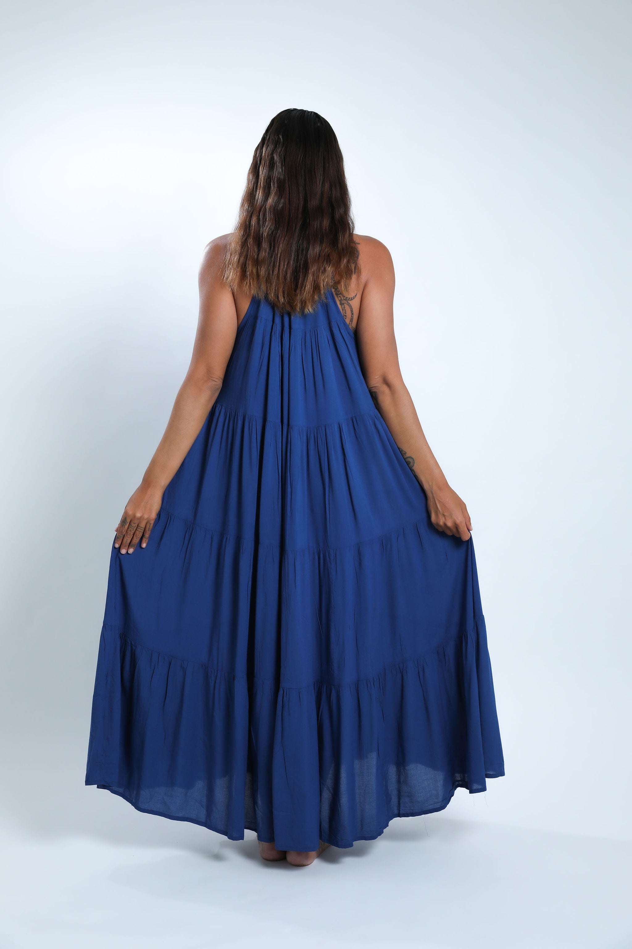 Navy Night Long Tiered Maxi Dress