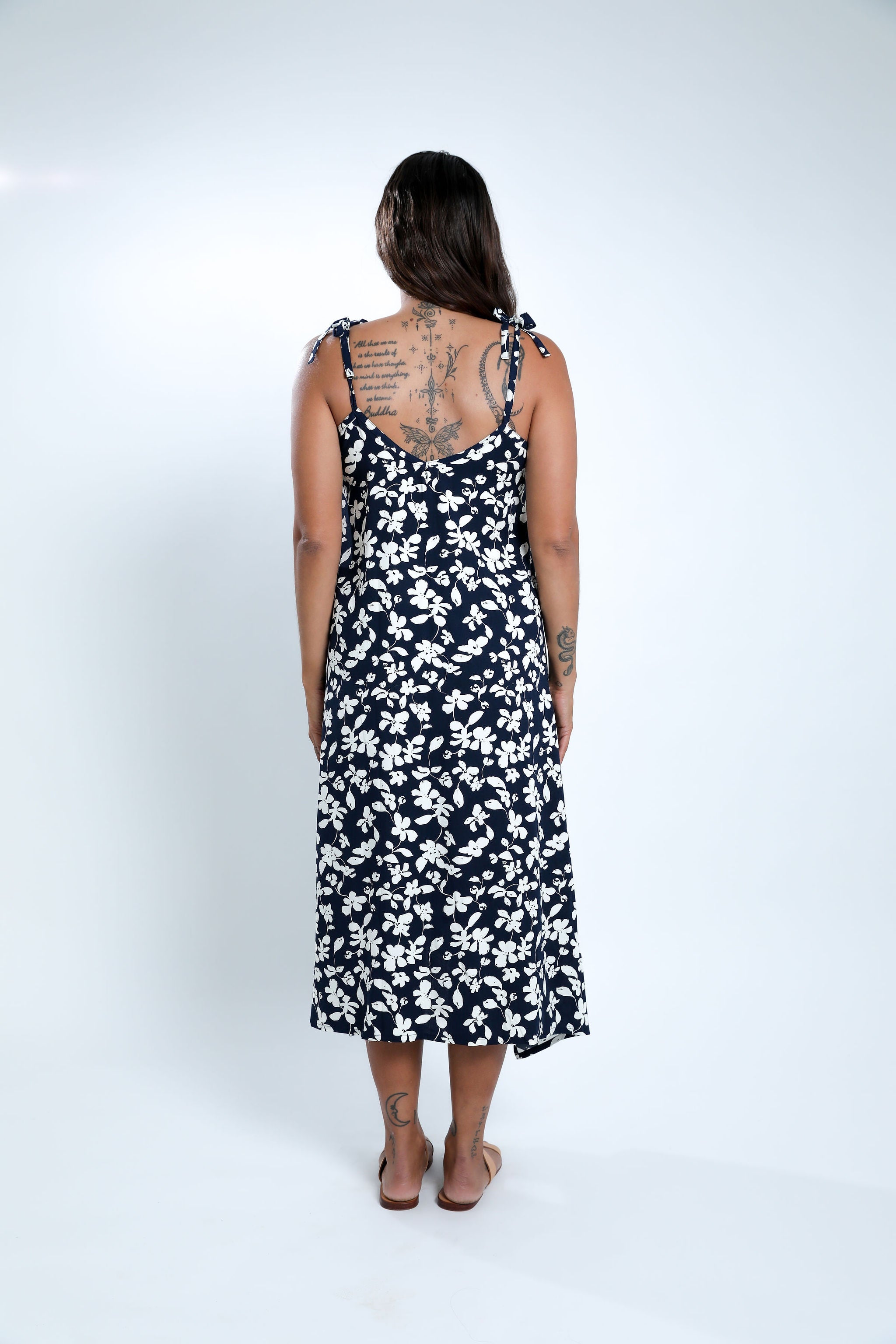 Navy Mona Floral Motu Maxi Dress