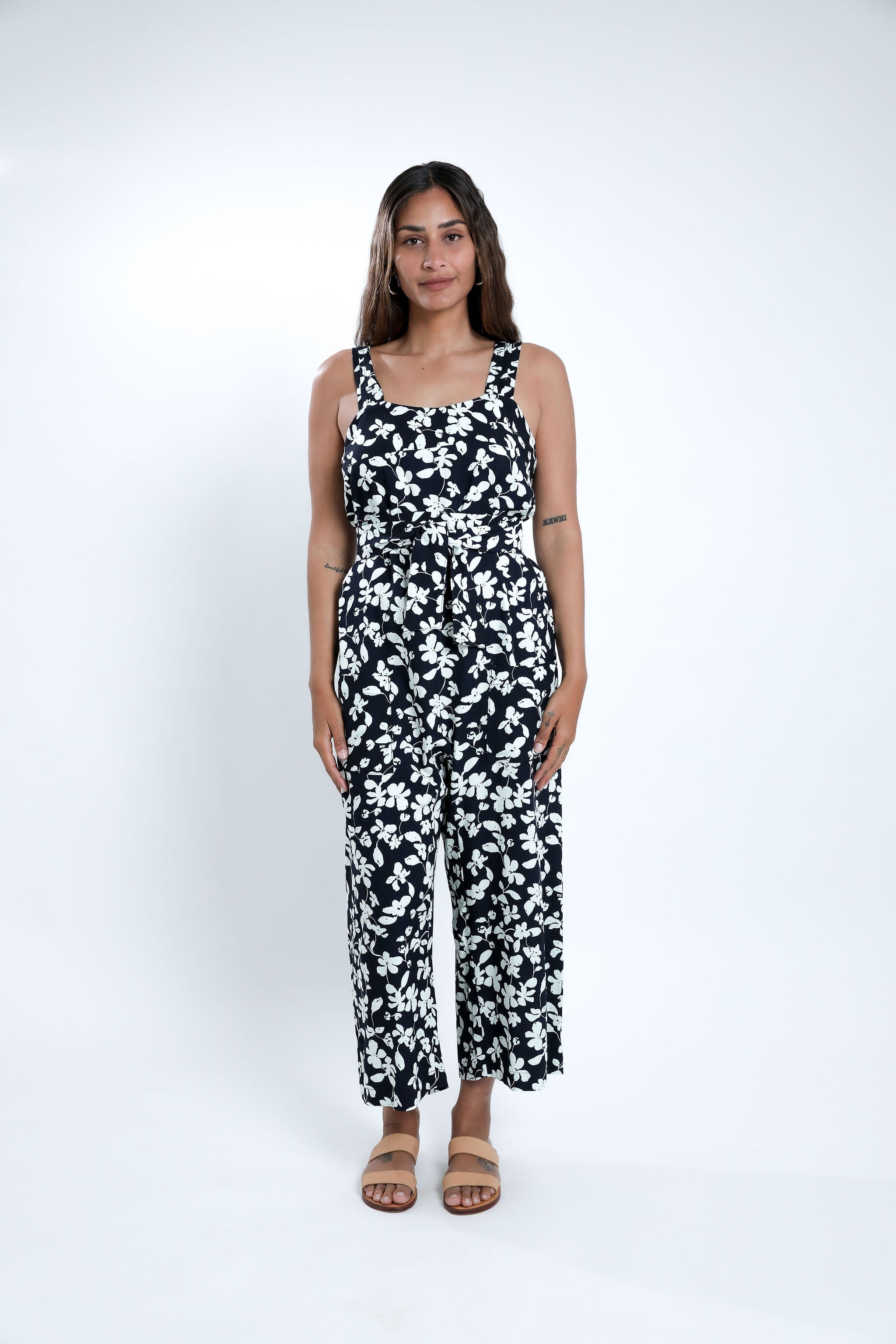 Navy Mona Floral Minar Jumpsuit