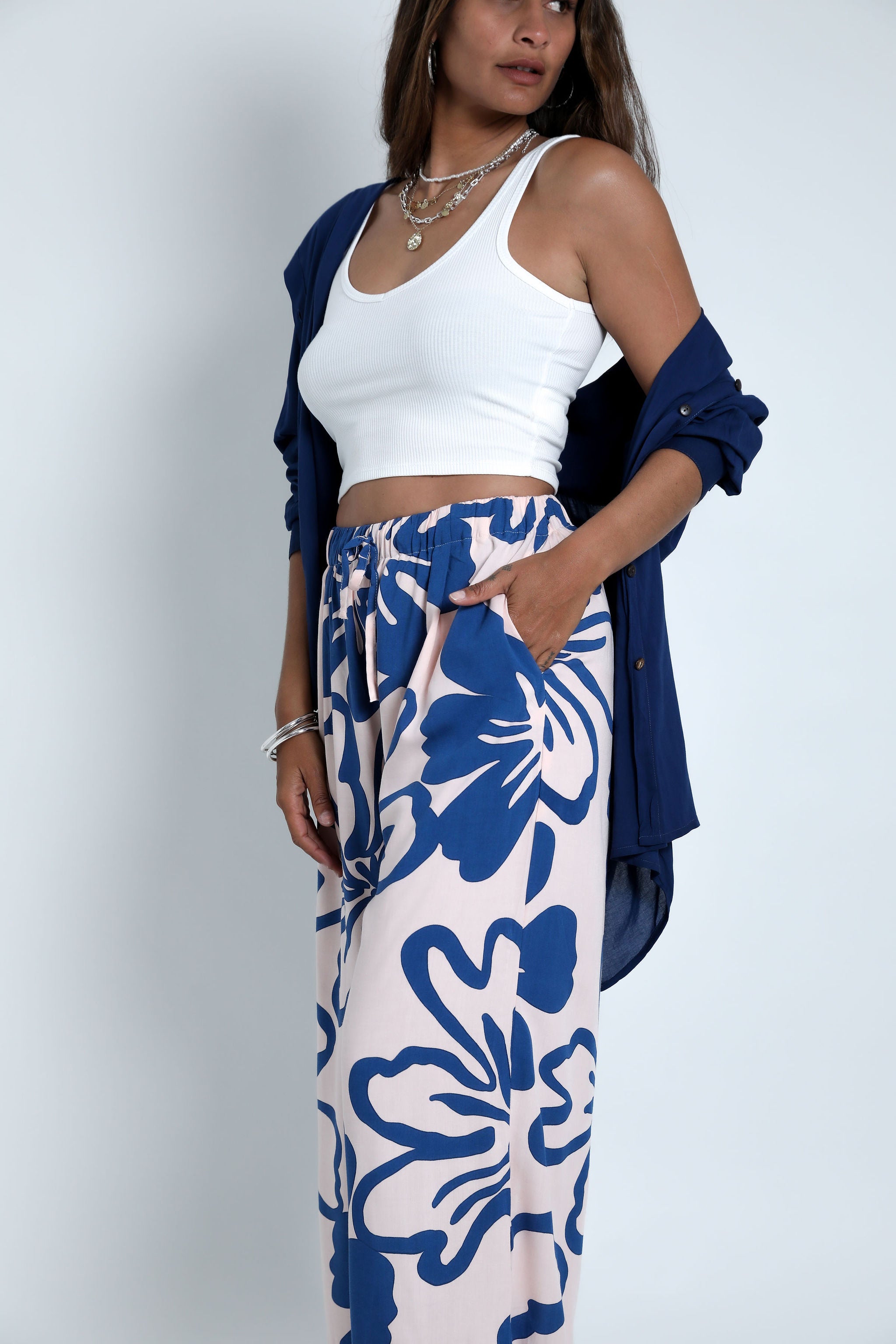 Pink and Navy Te Kaute Grace Pant