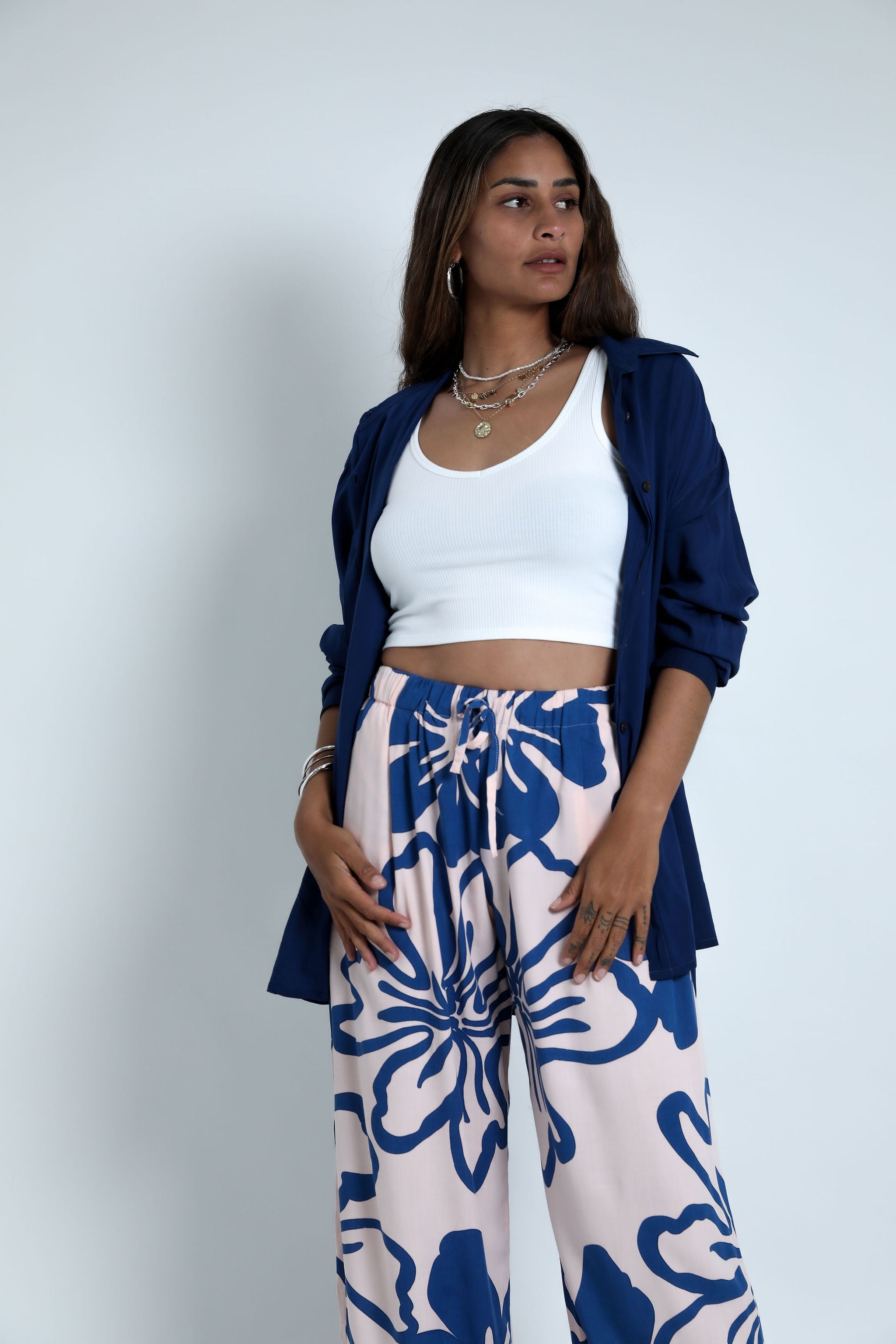 Pink and Navy Te Kaute Grace Pant