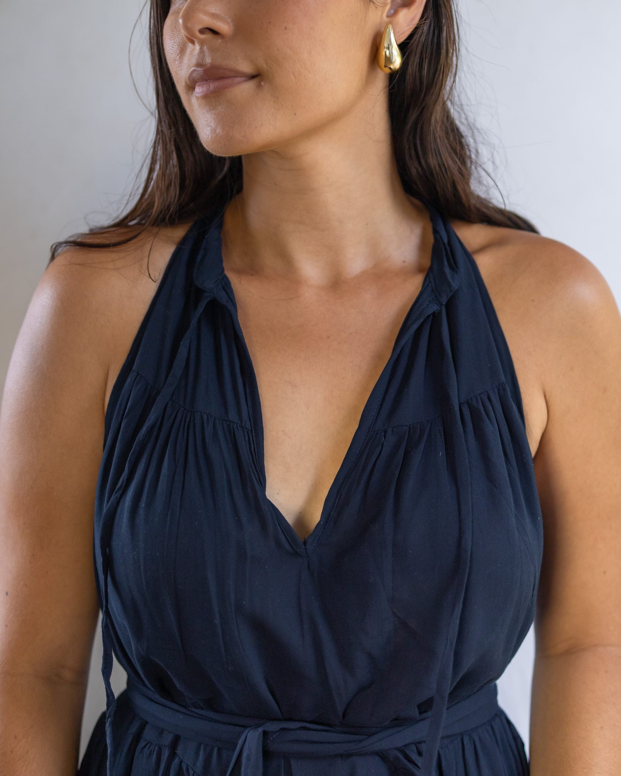 Navy Tiered Midi Dress