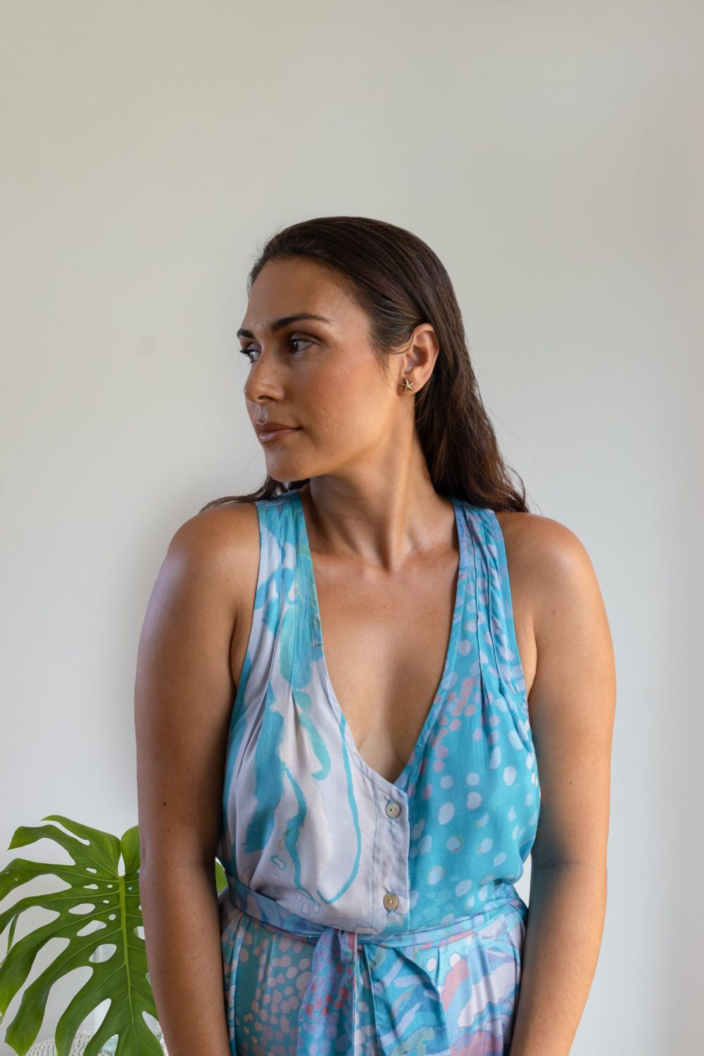Blue Parrot Tara Fish Button Front Maxi Dress