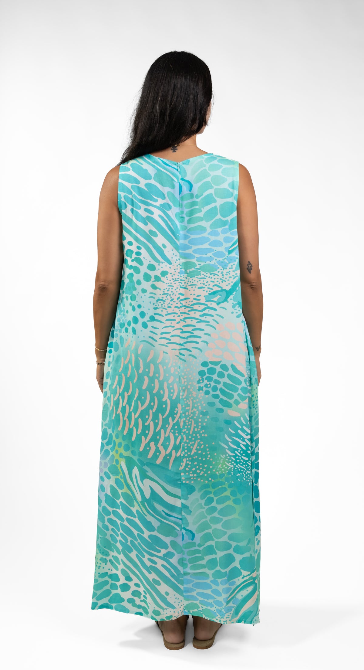 Aqua Parrot Fish Mere Midi Dress