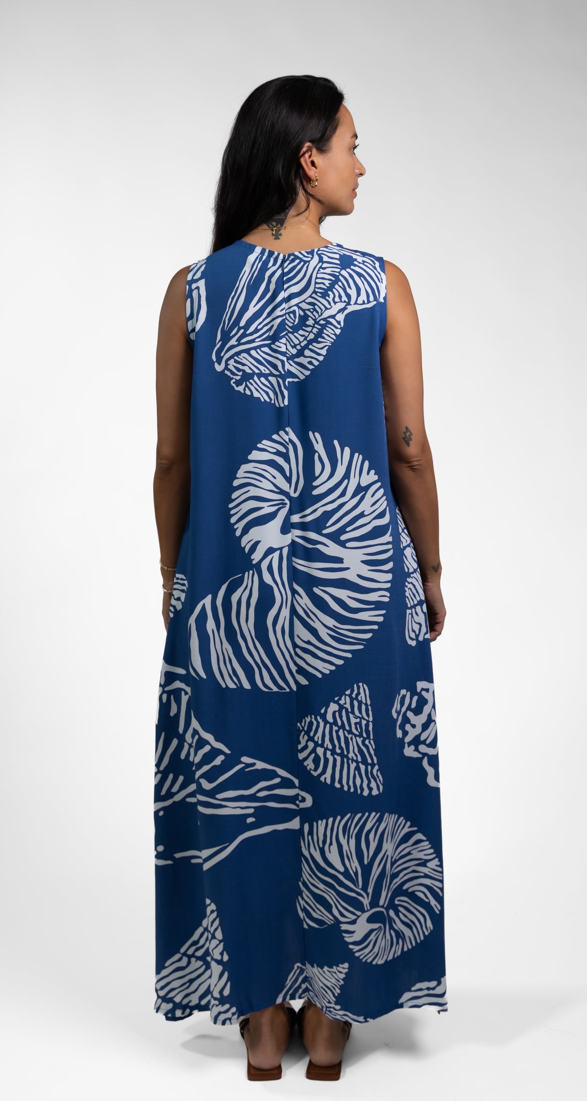 Navy Moana Shell Mere Midi Dress