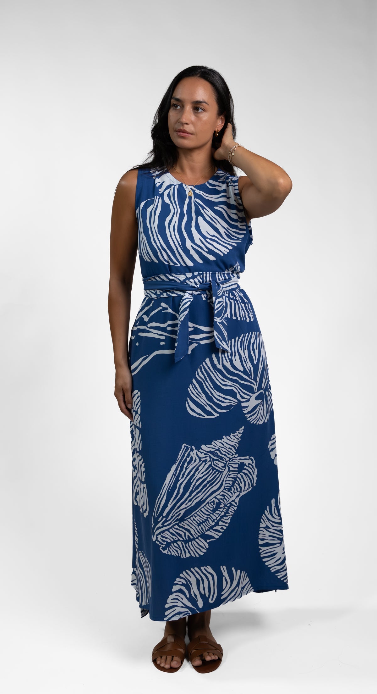 Navy Moana Shell Mere Midi Dress