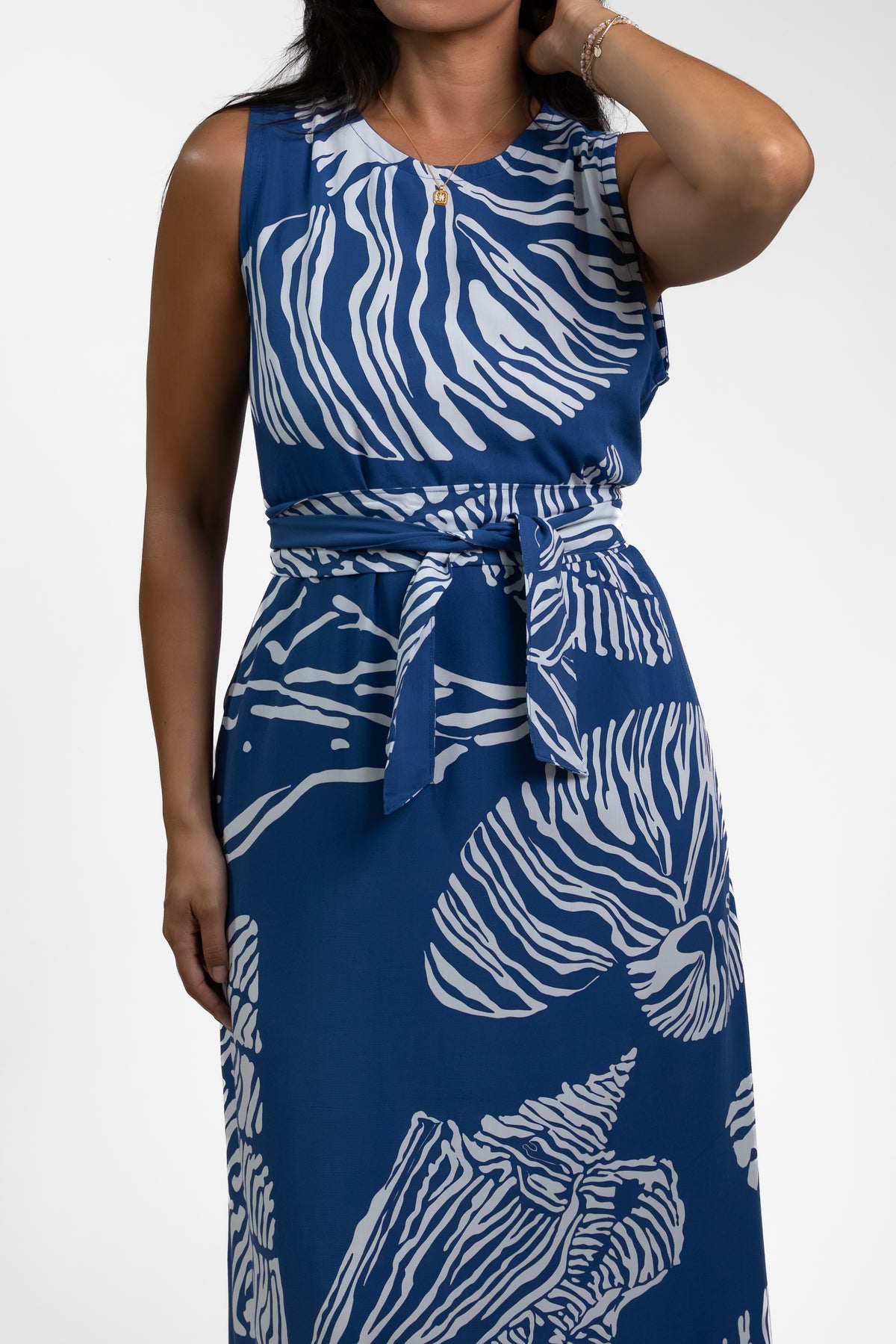 Navy Moana Shell Mere Midi Dress