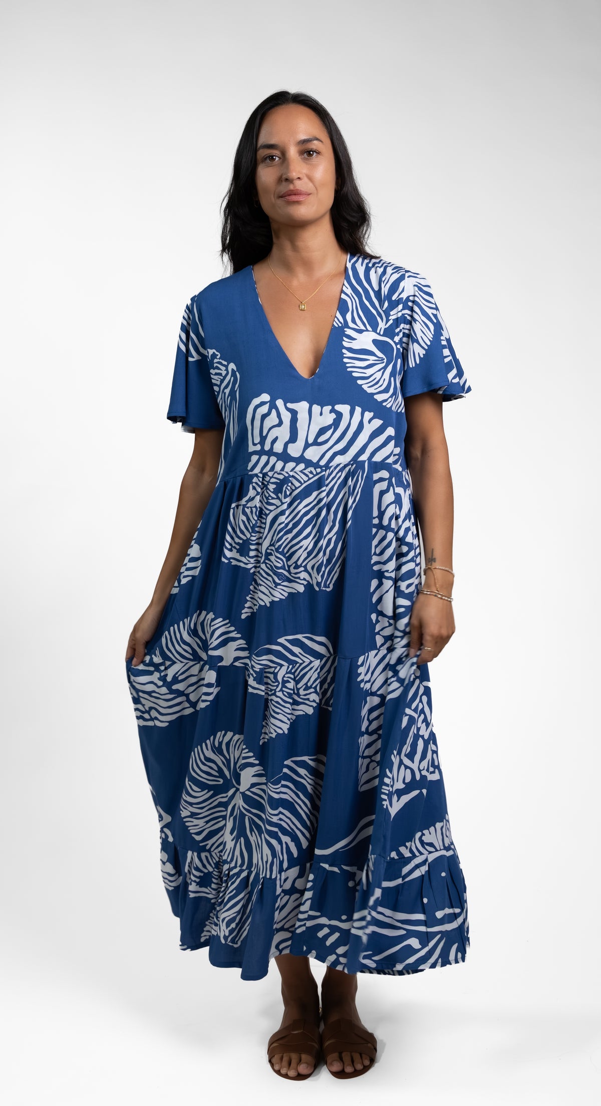 Navy Moana Shell Tia Midi Dress