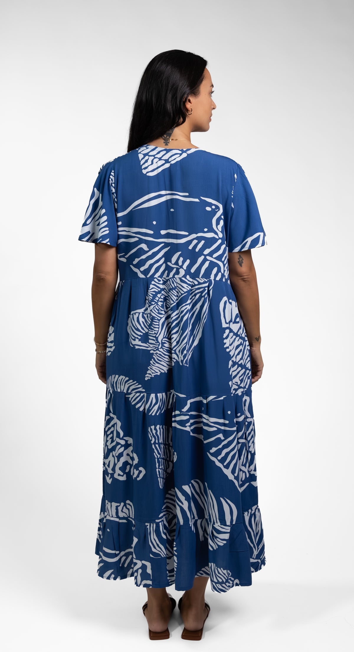 Navy Moana Shell Tia Midi Dress