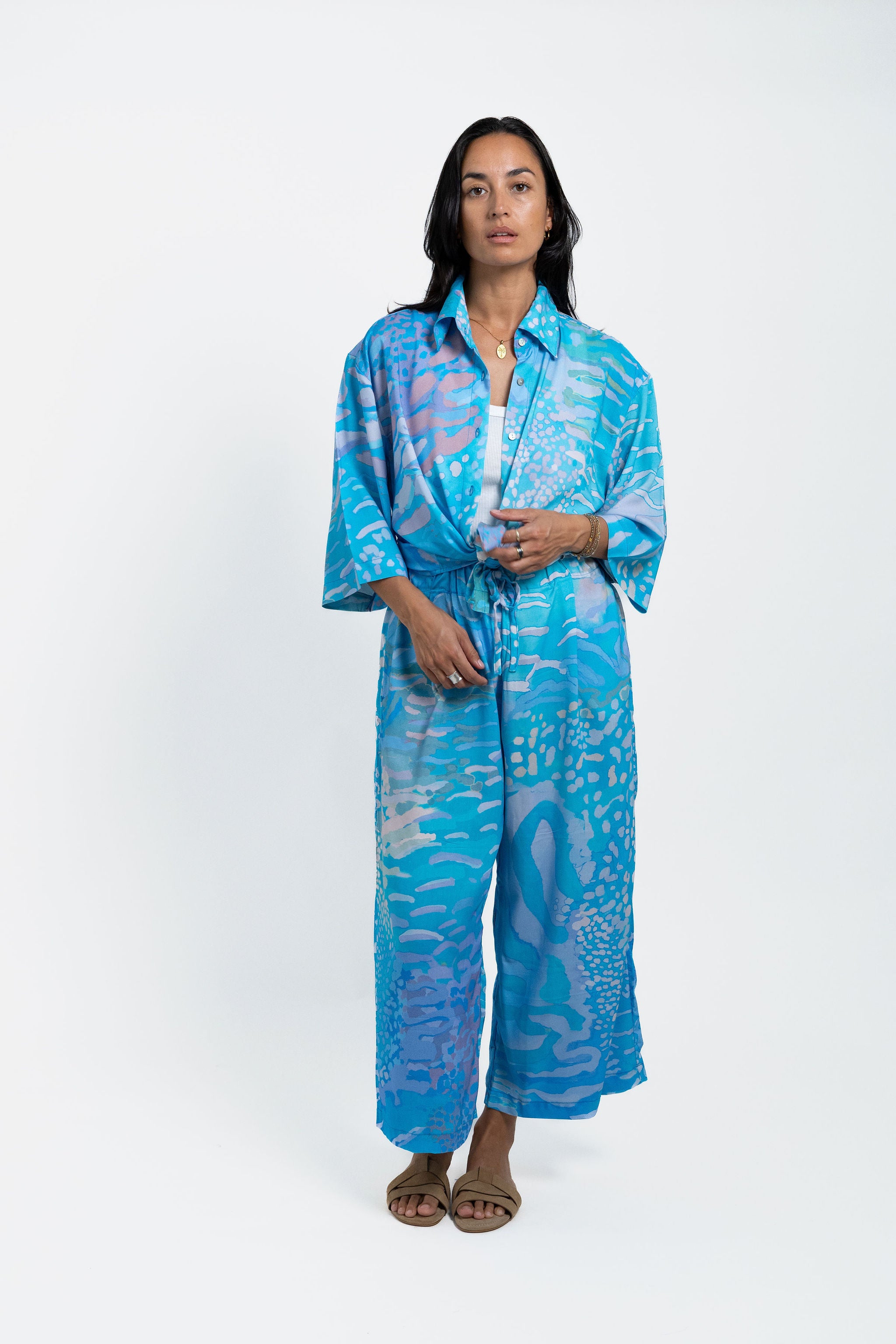 Blue Parrot Fish Cropped Grace Pant