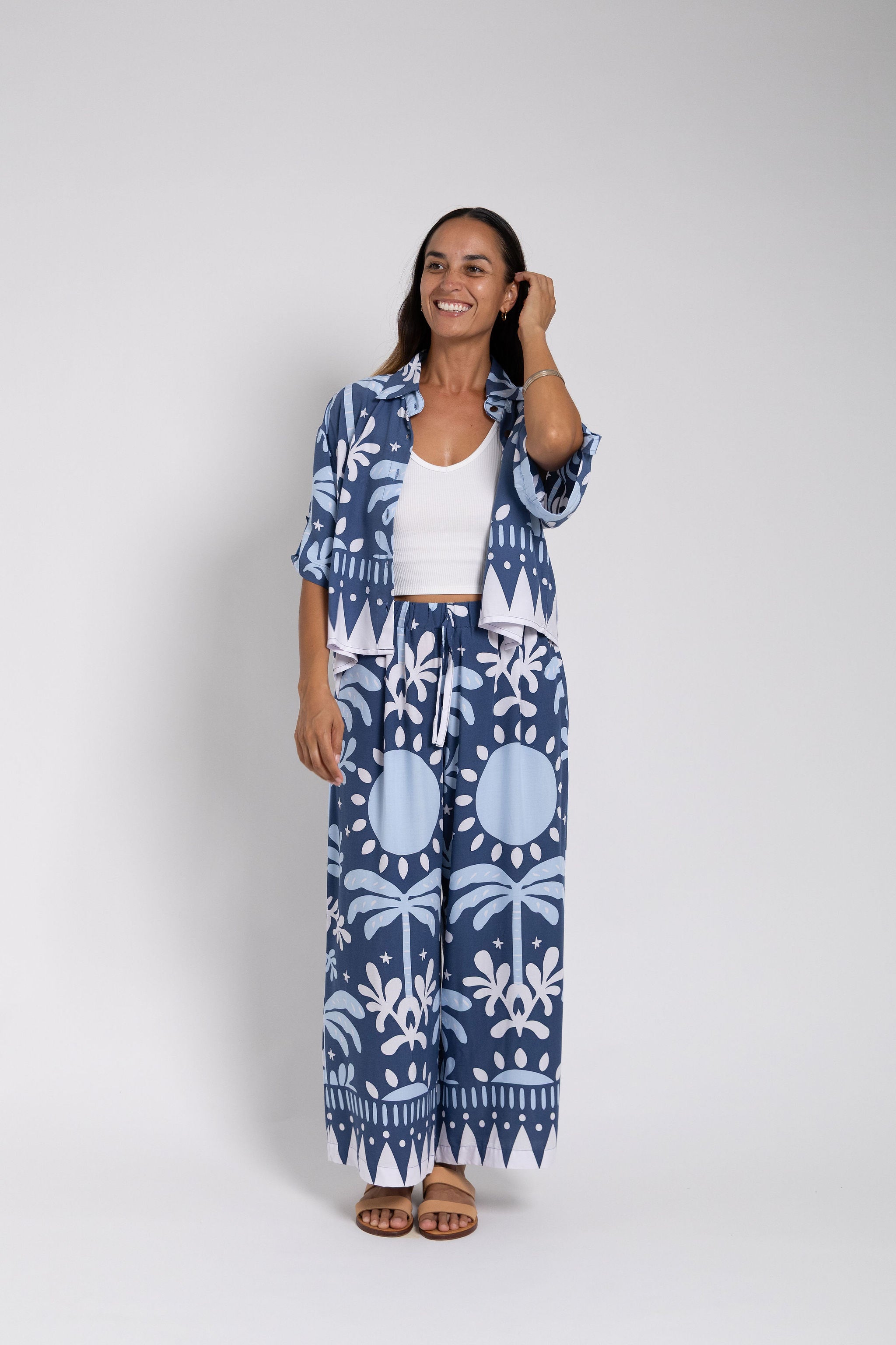 Blue Ita Ra Cropped Scarlett Shirt