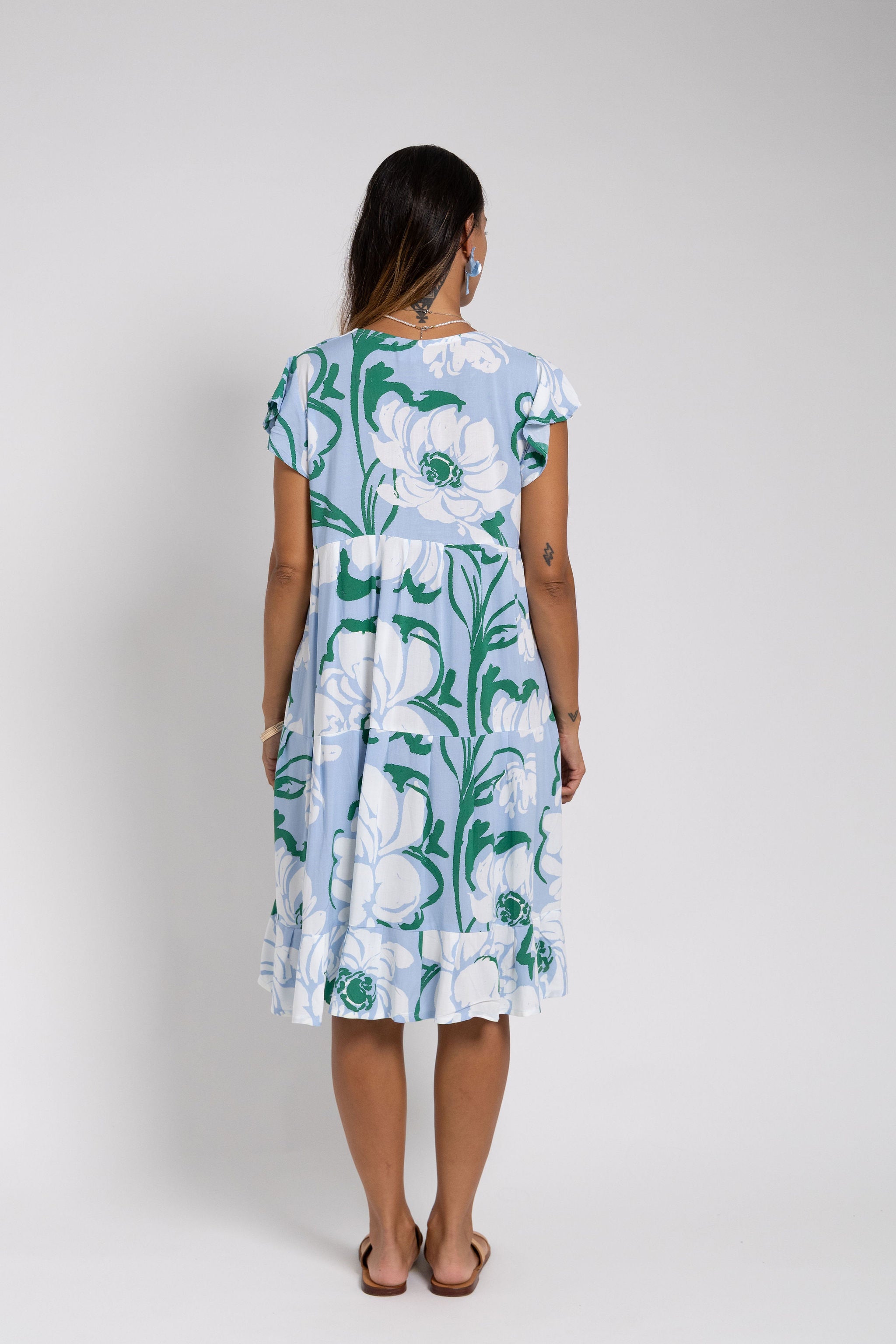 Summer Blue Taina Tia V Neck Dress