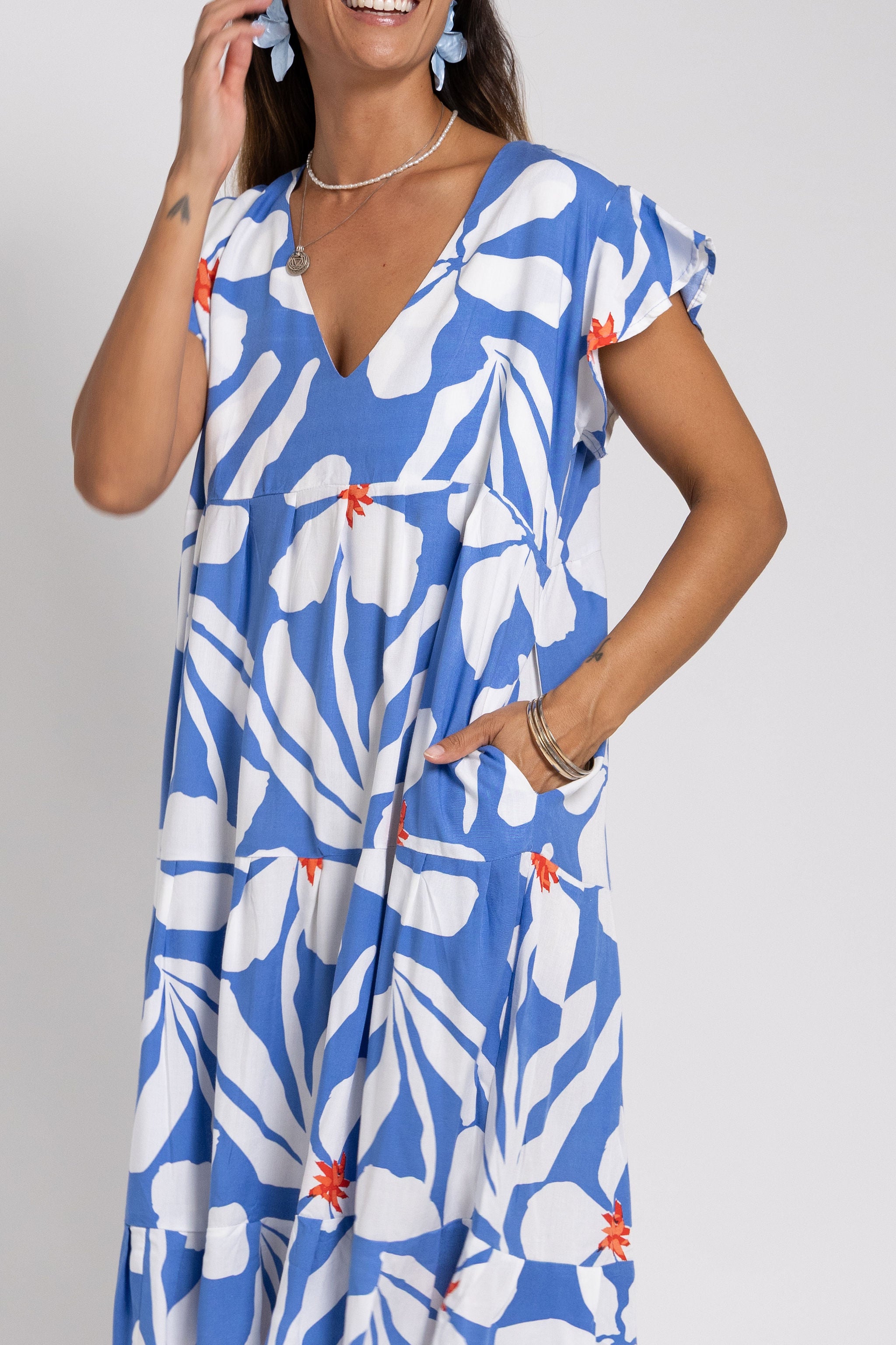 Blue Day Garden Tia V Neck Dress