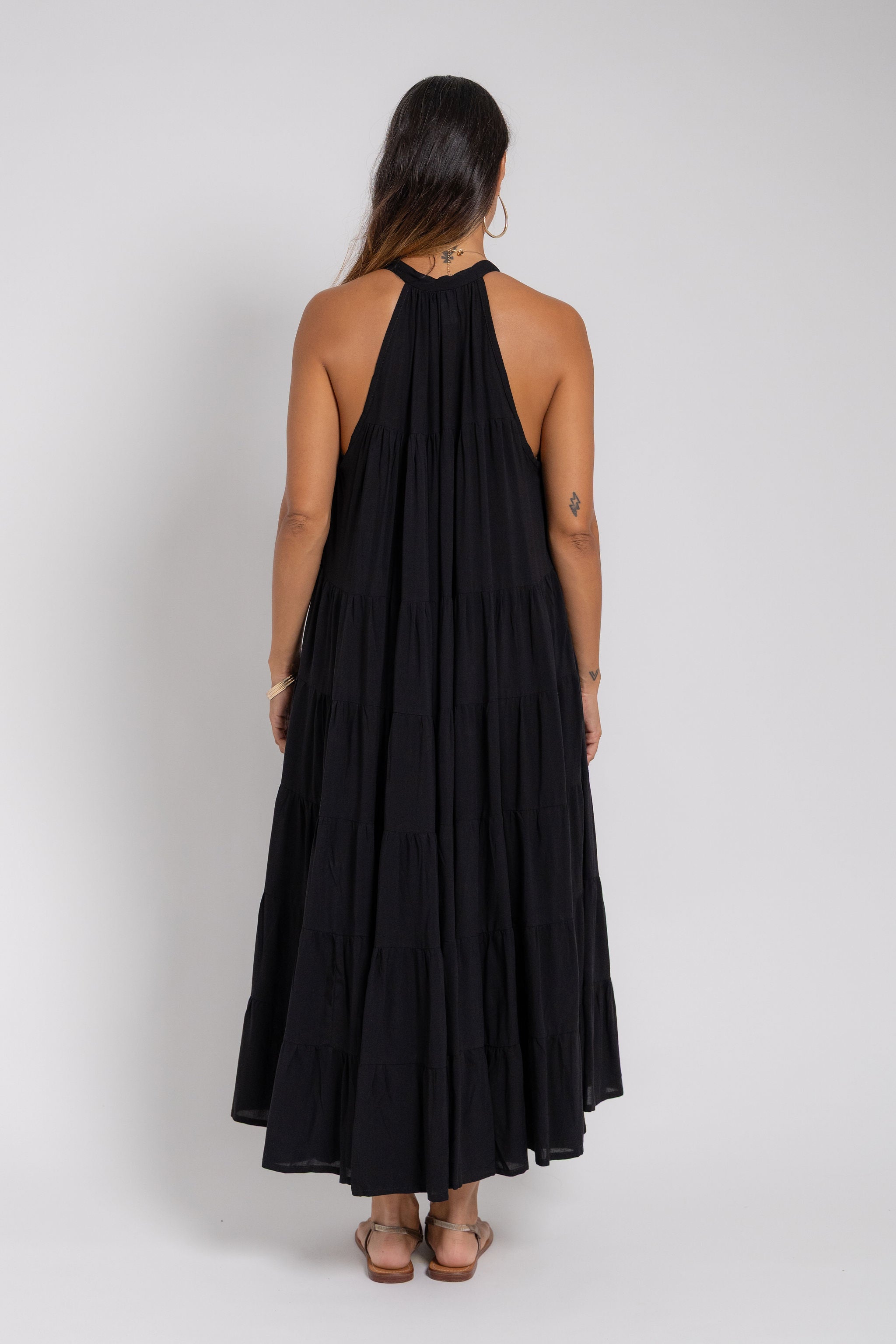 Black Tiered Midi Dress