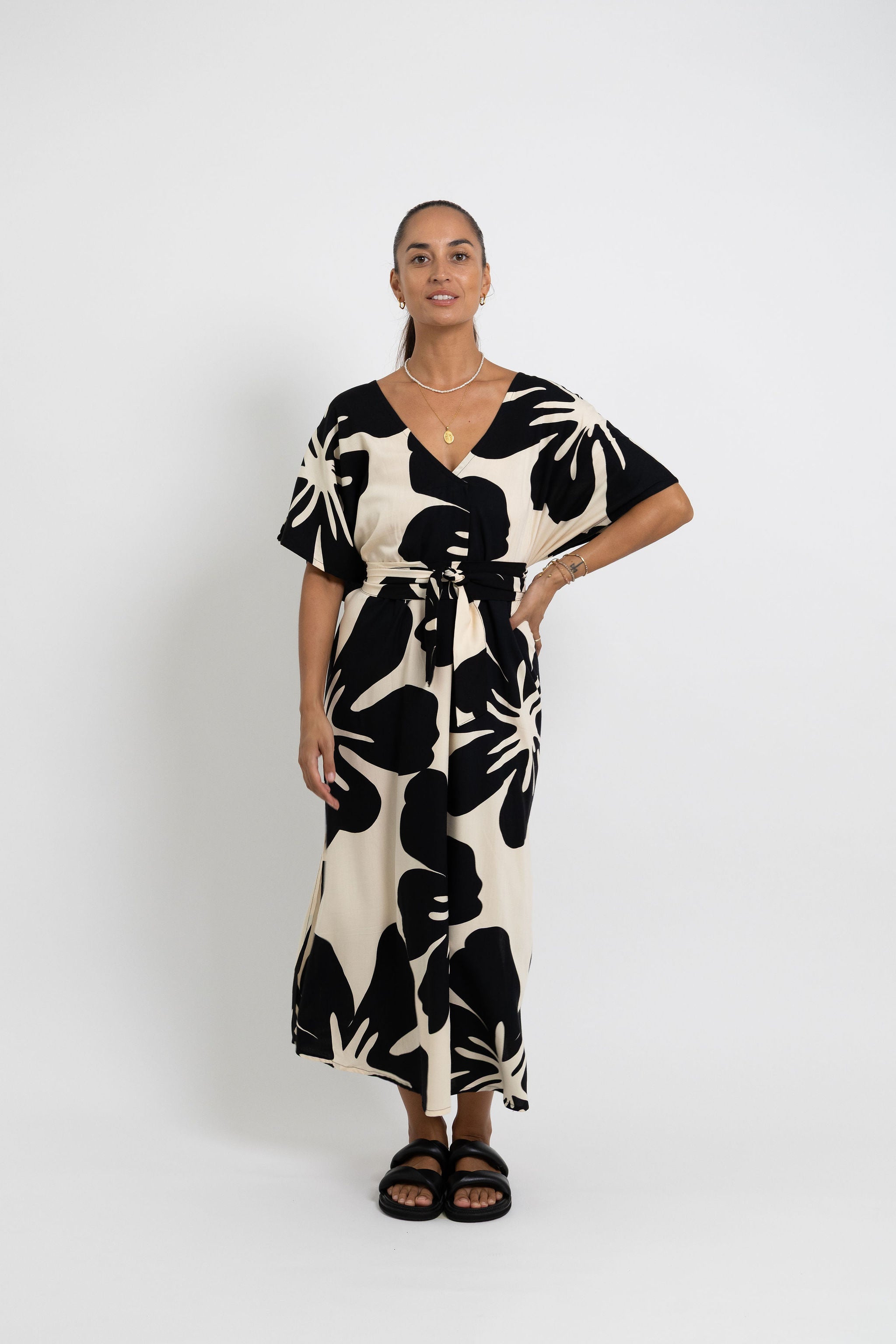 Crean and Black big Te Kaute Mana Kaftan