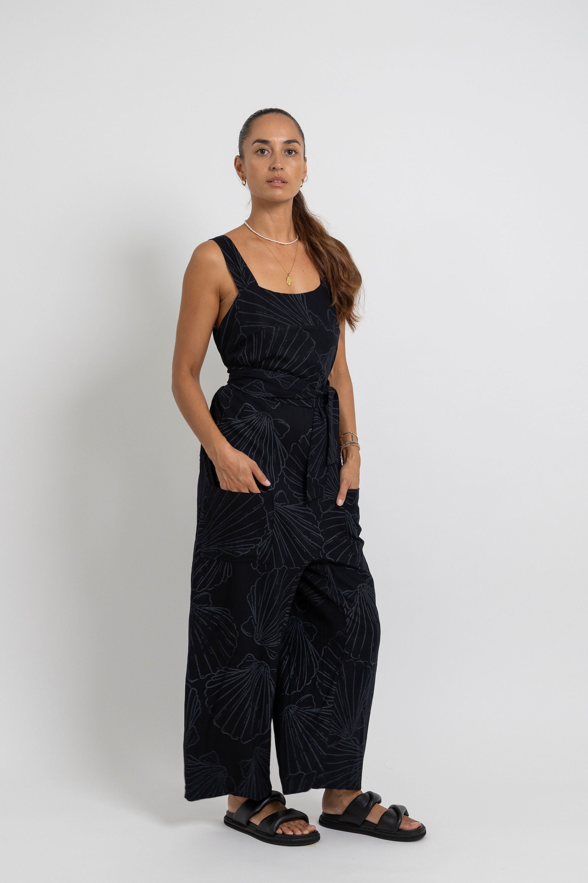 Black Shell Minar Jumpsuit