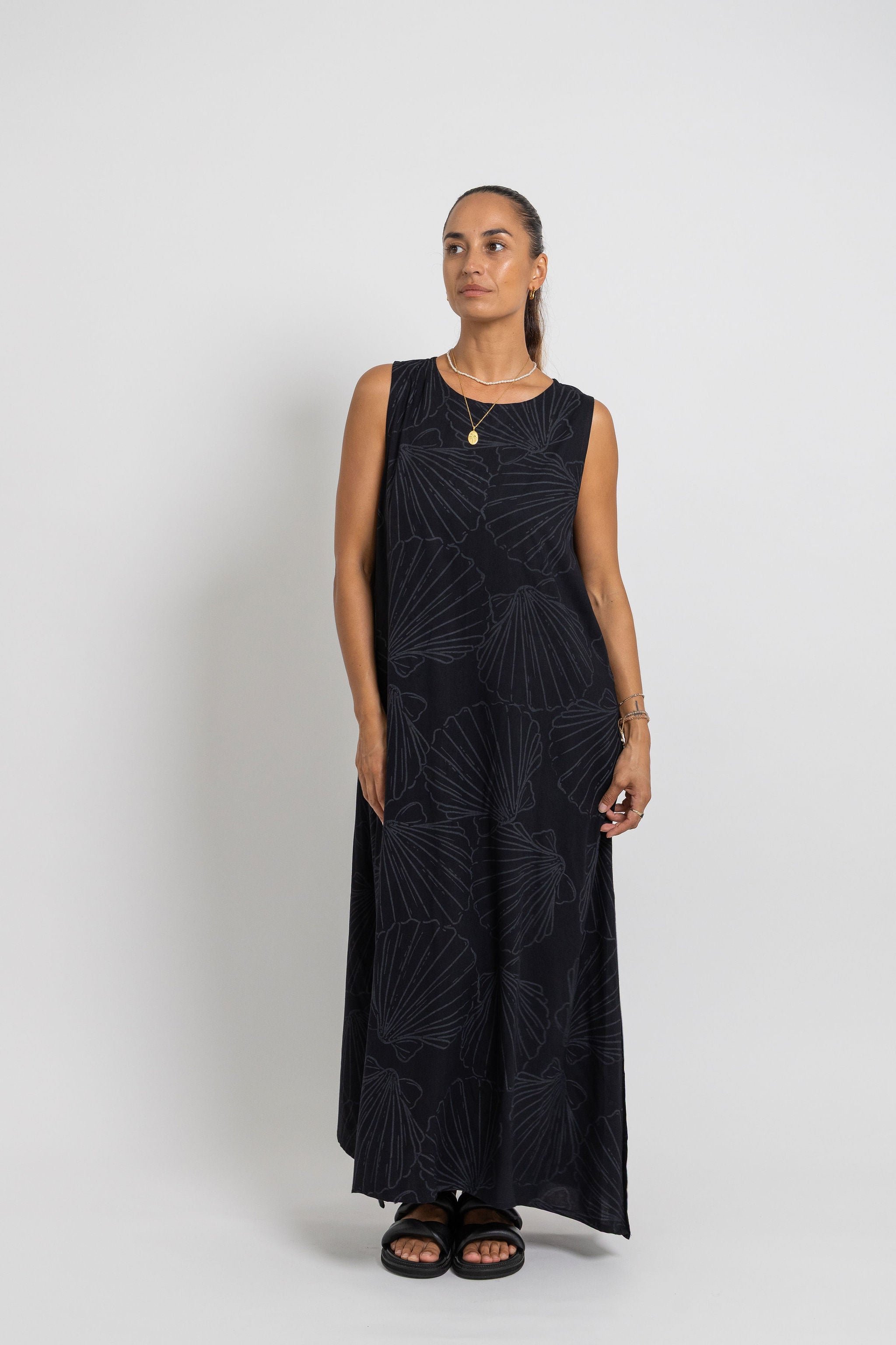 Black Shell Mere Midi Dress