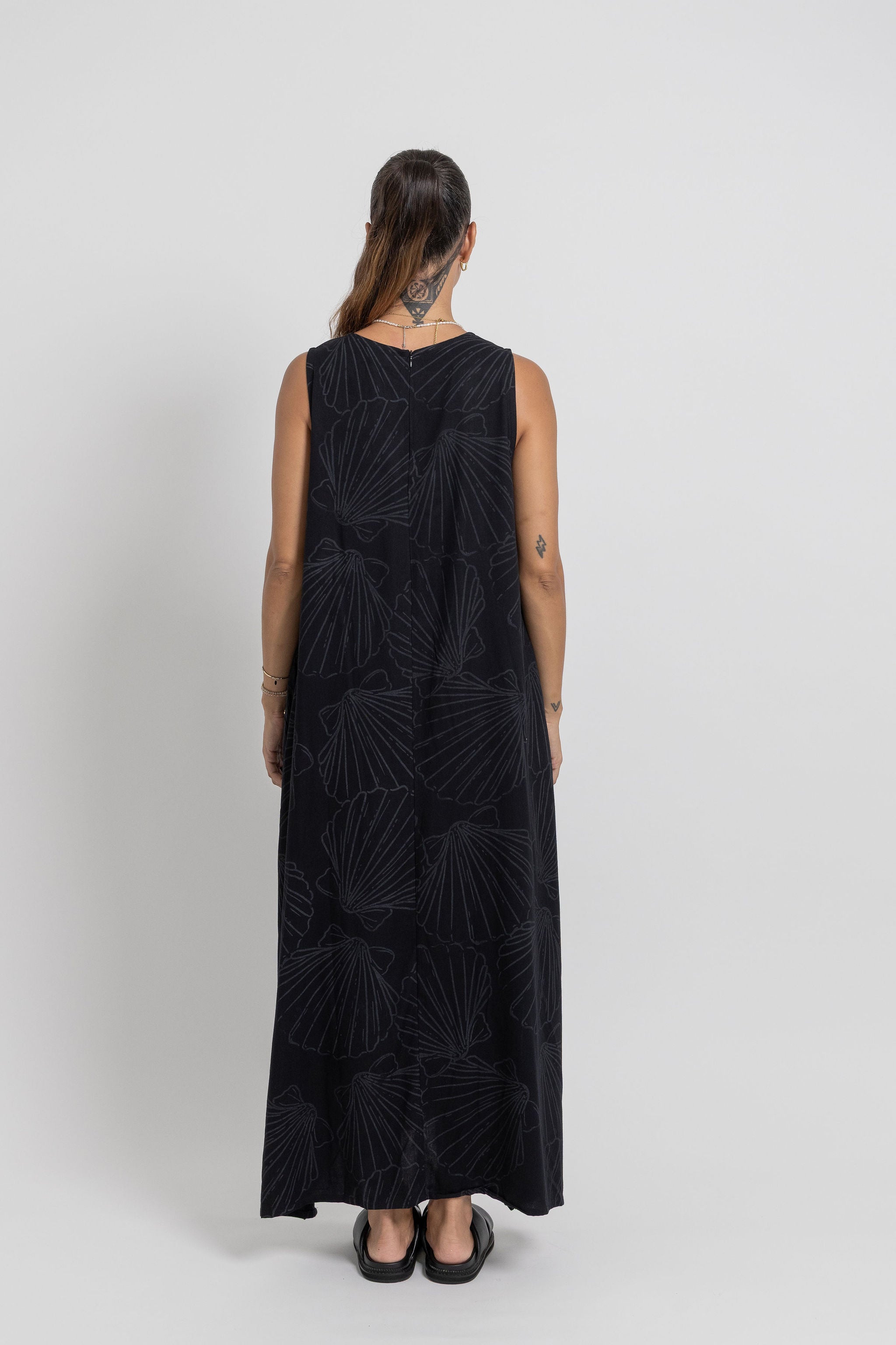 Black Shell Mere Midi Dress