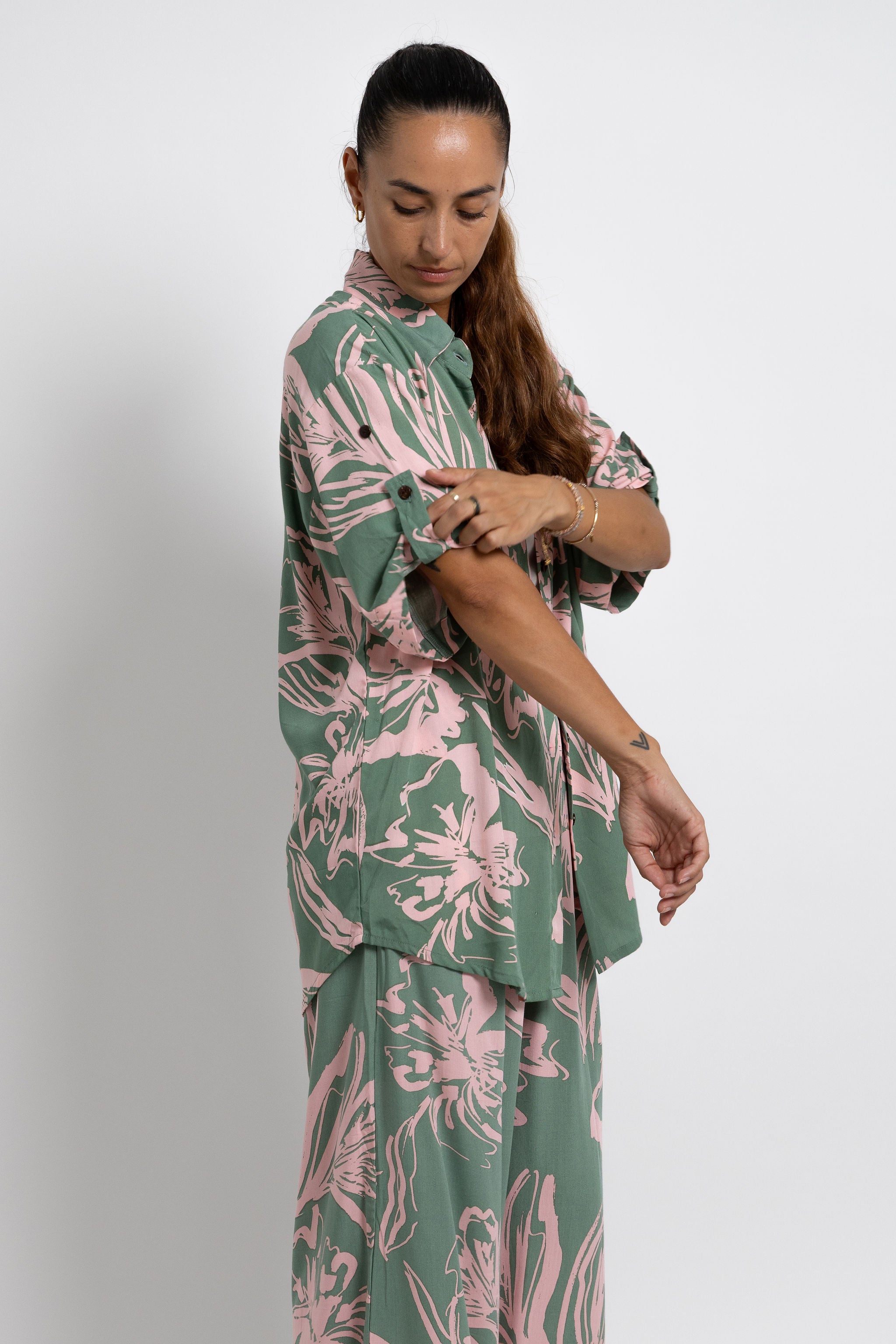 Pink Khaki Tiare Dreams Scarlett Shirt