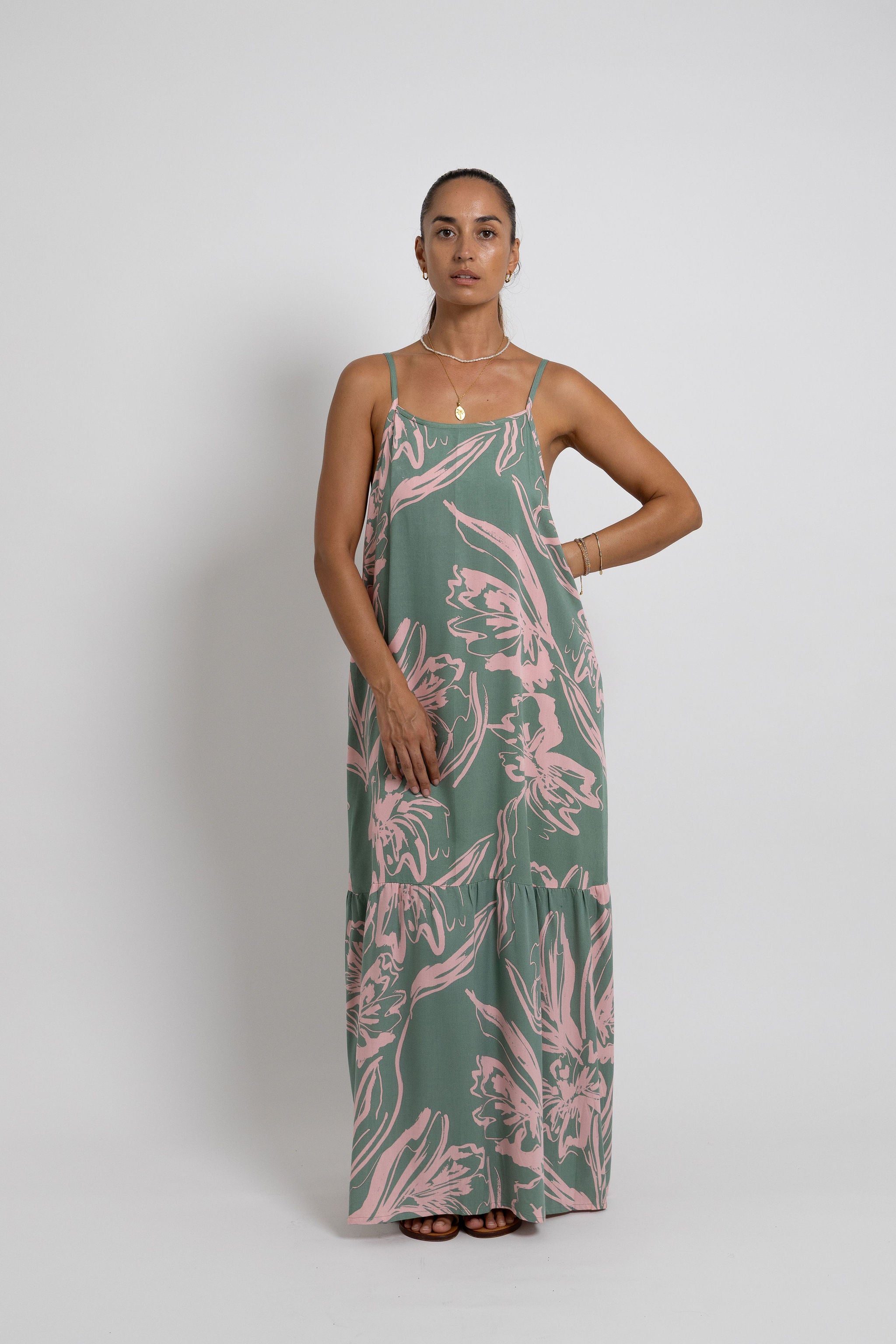Pink Khaki Tiare Dreams Rama Maxi