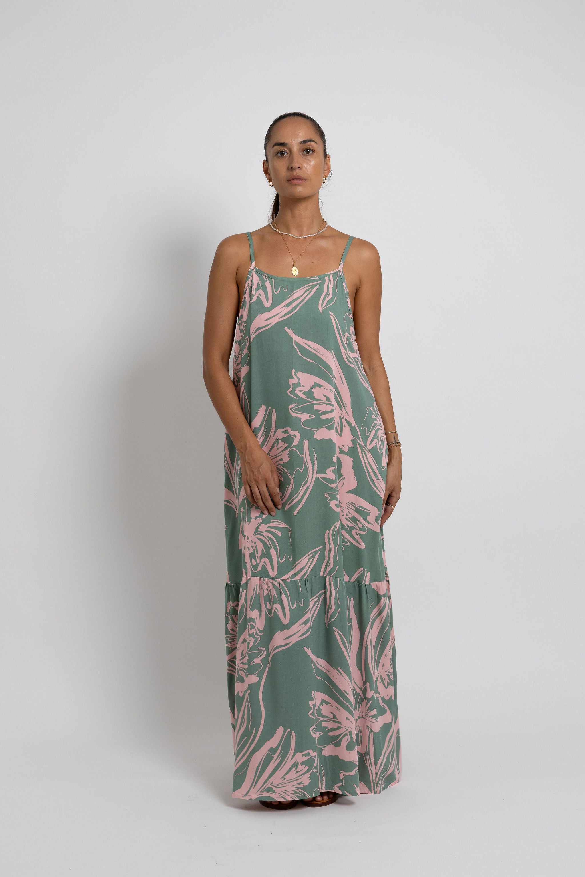 Pink Khaki Tiare Dreams Rama Maxi