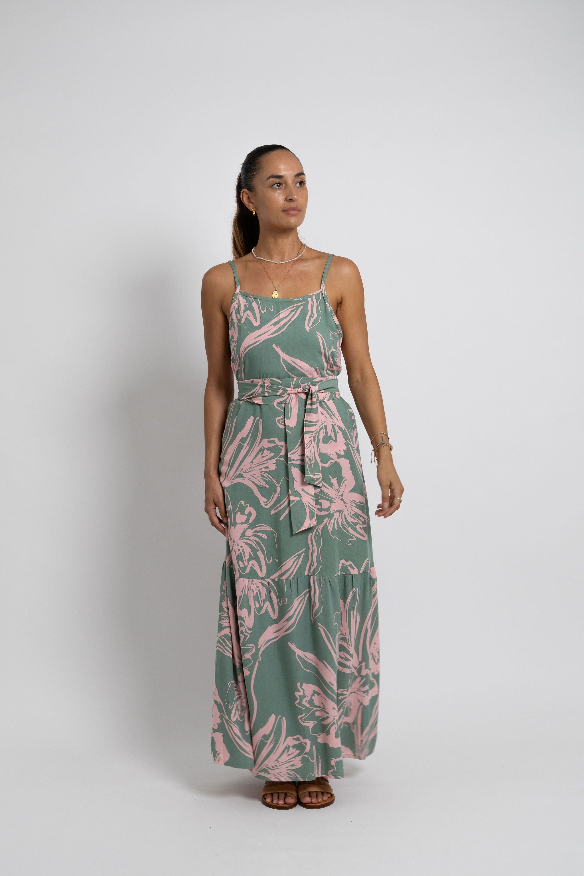 Pink Khaki Tiare Dreams Rama Maxi