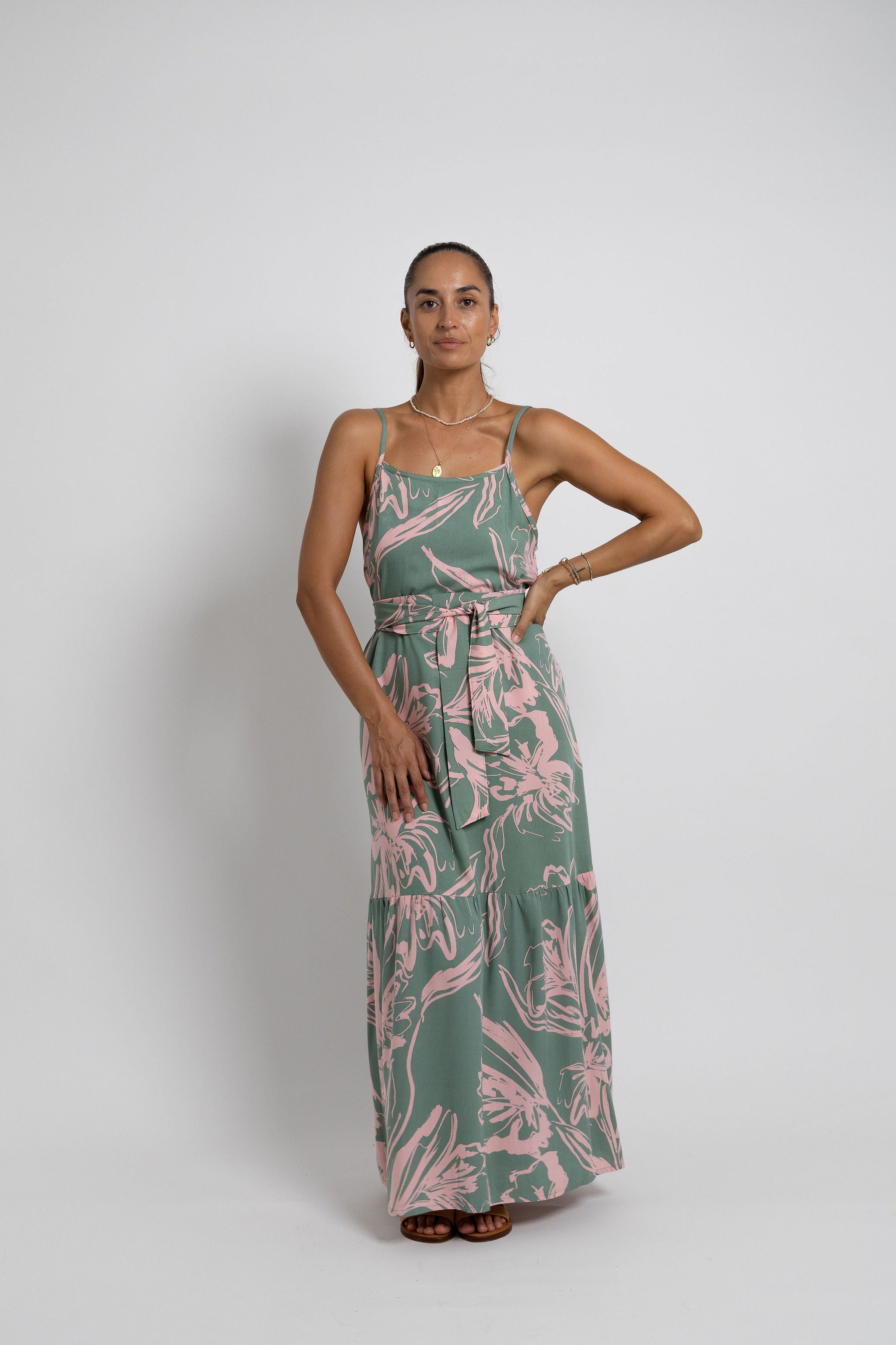 Pink Khaki Tiare Dreams Rama Maxi
