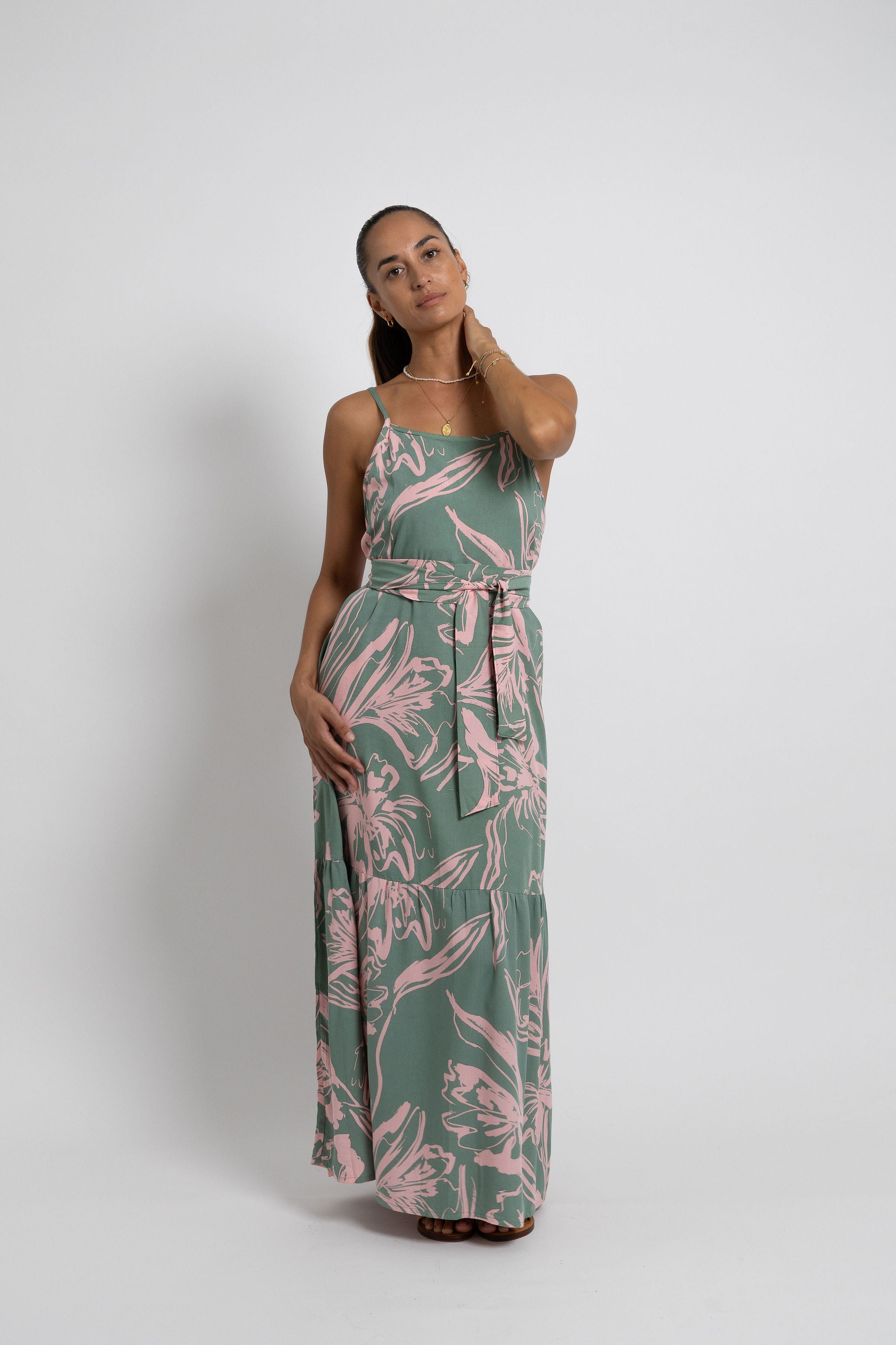 Pink Khaki Tiare Dreams Rama Maxi