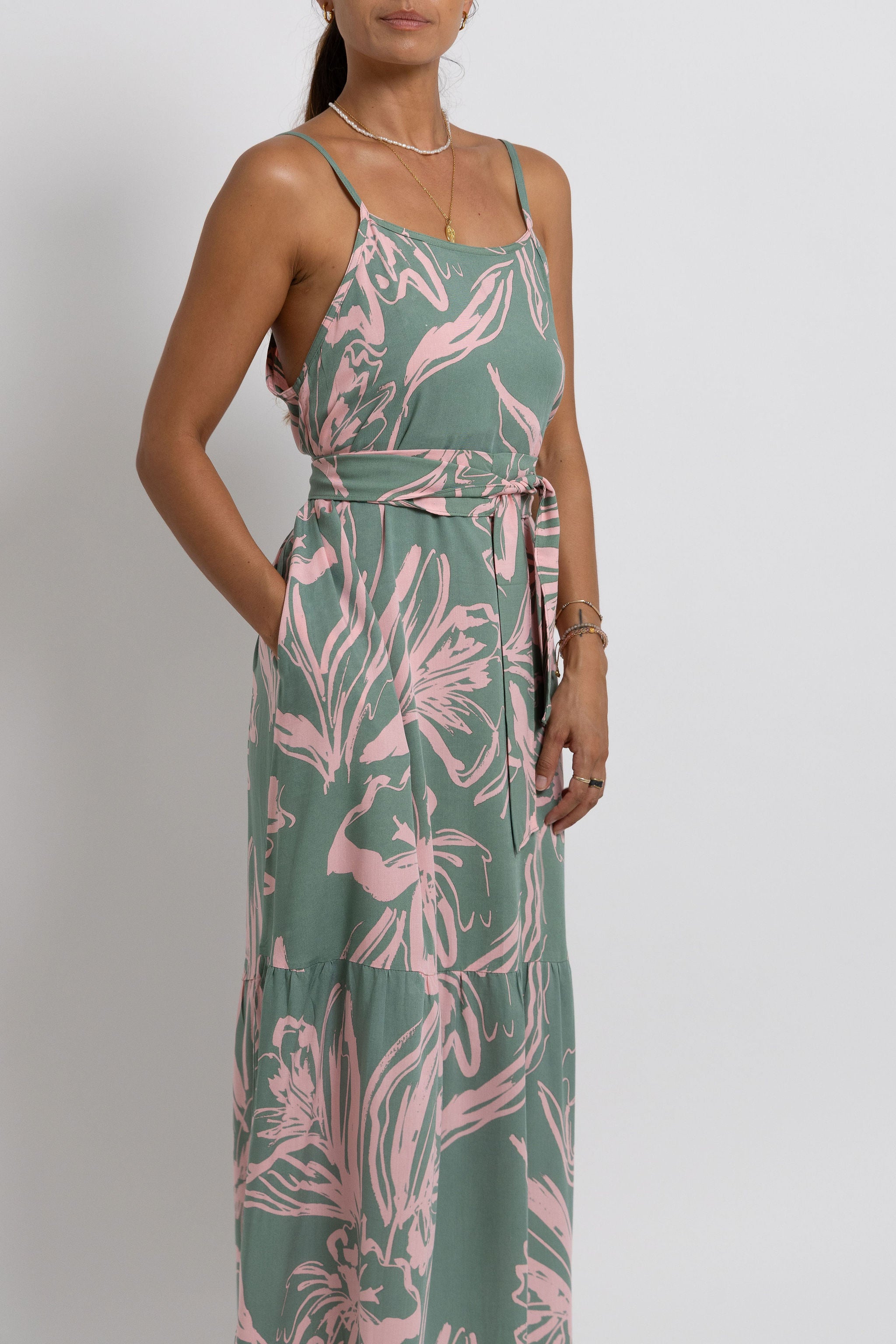 Pink Khaki Tiare Dreams Rama Maxi