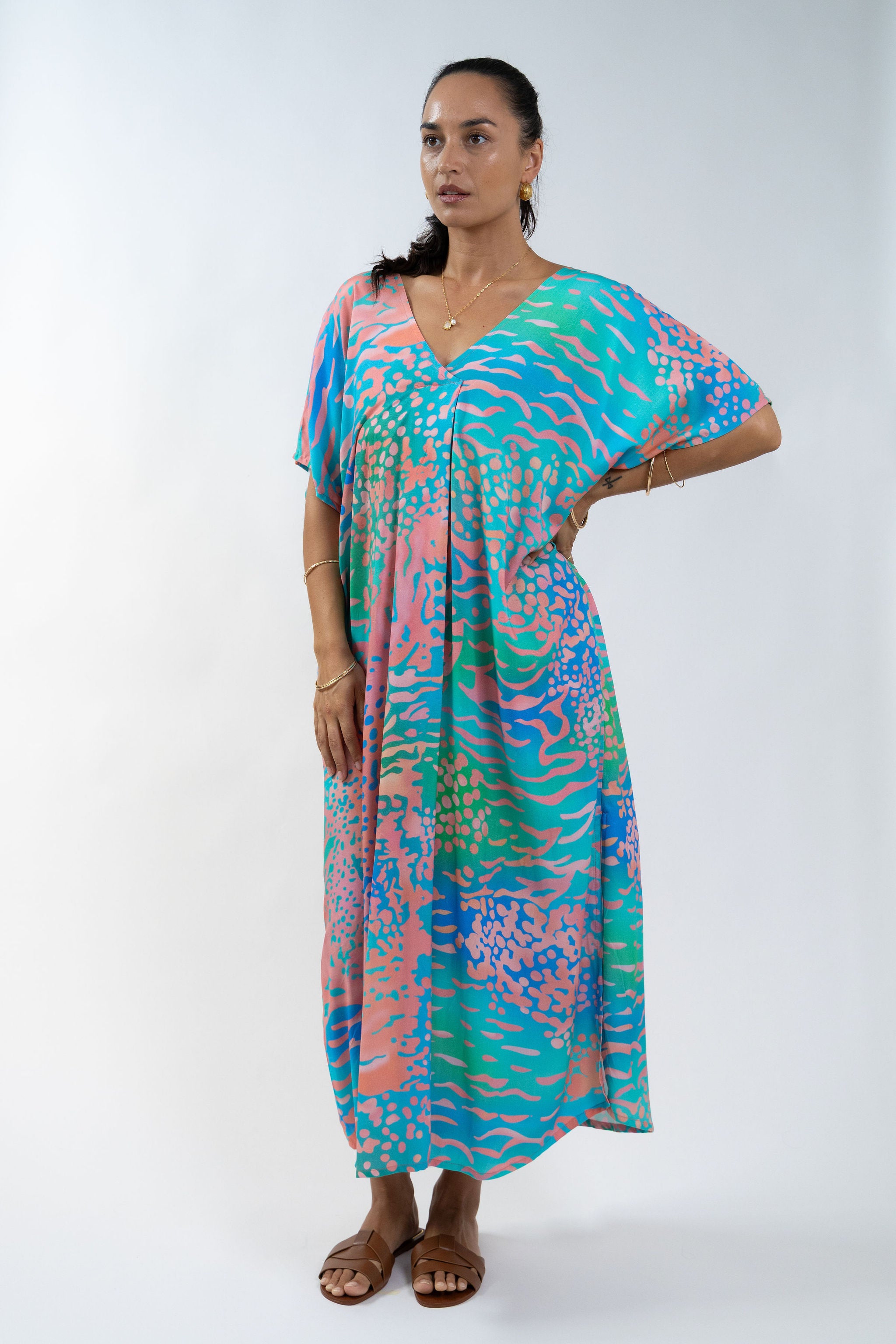 Pink Parrot Fish Mana Kaftan