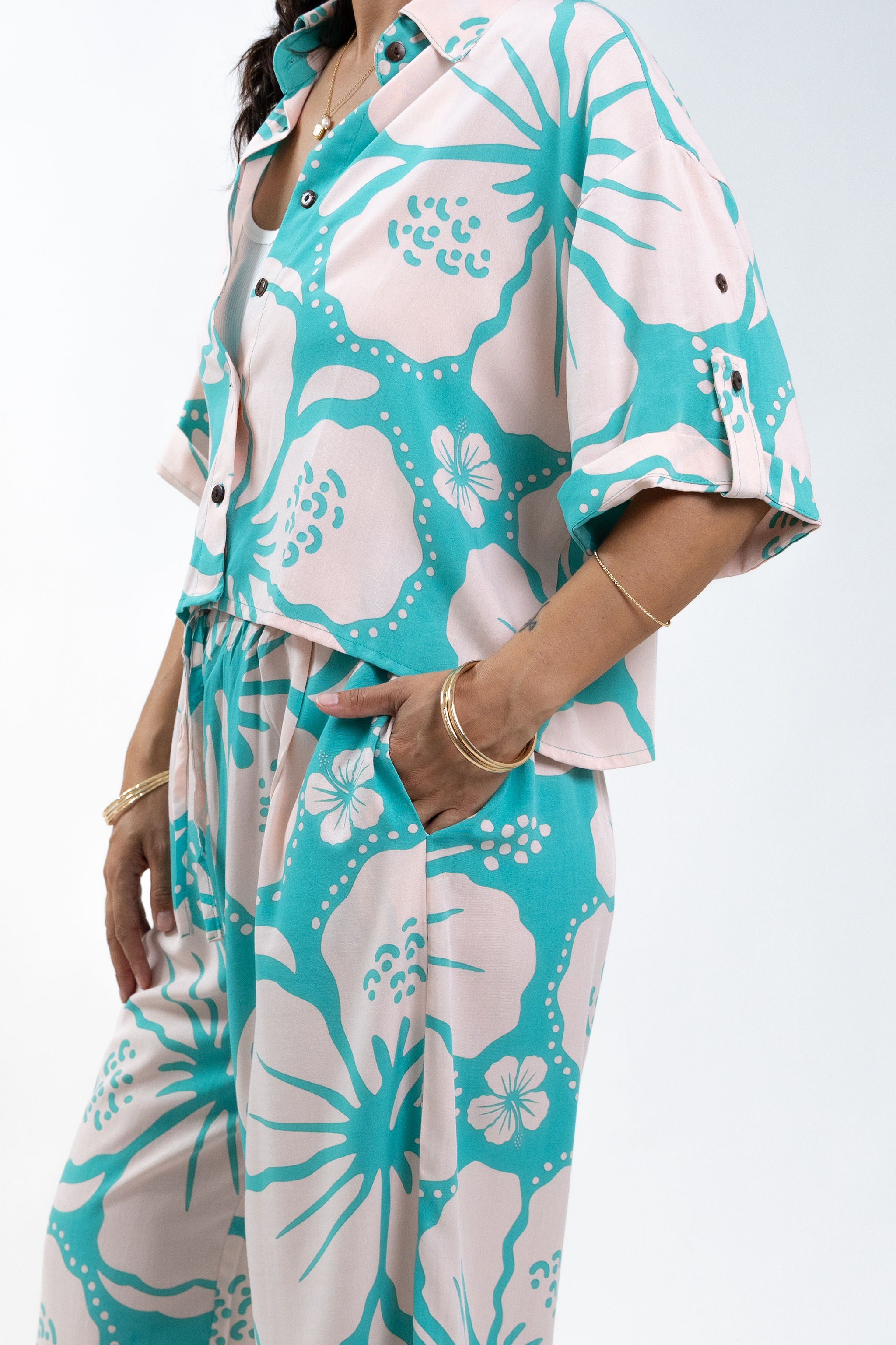 Pink Kaute Ora Cropped Scarlett Shirt
