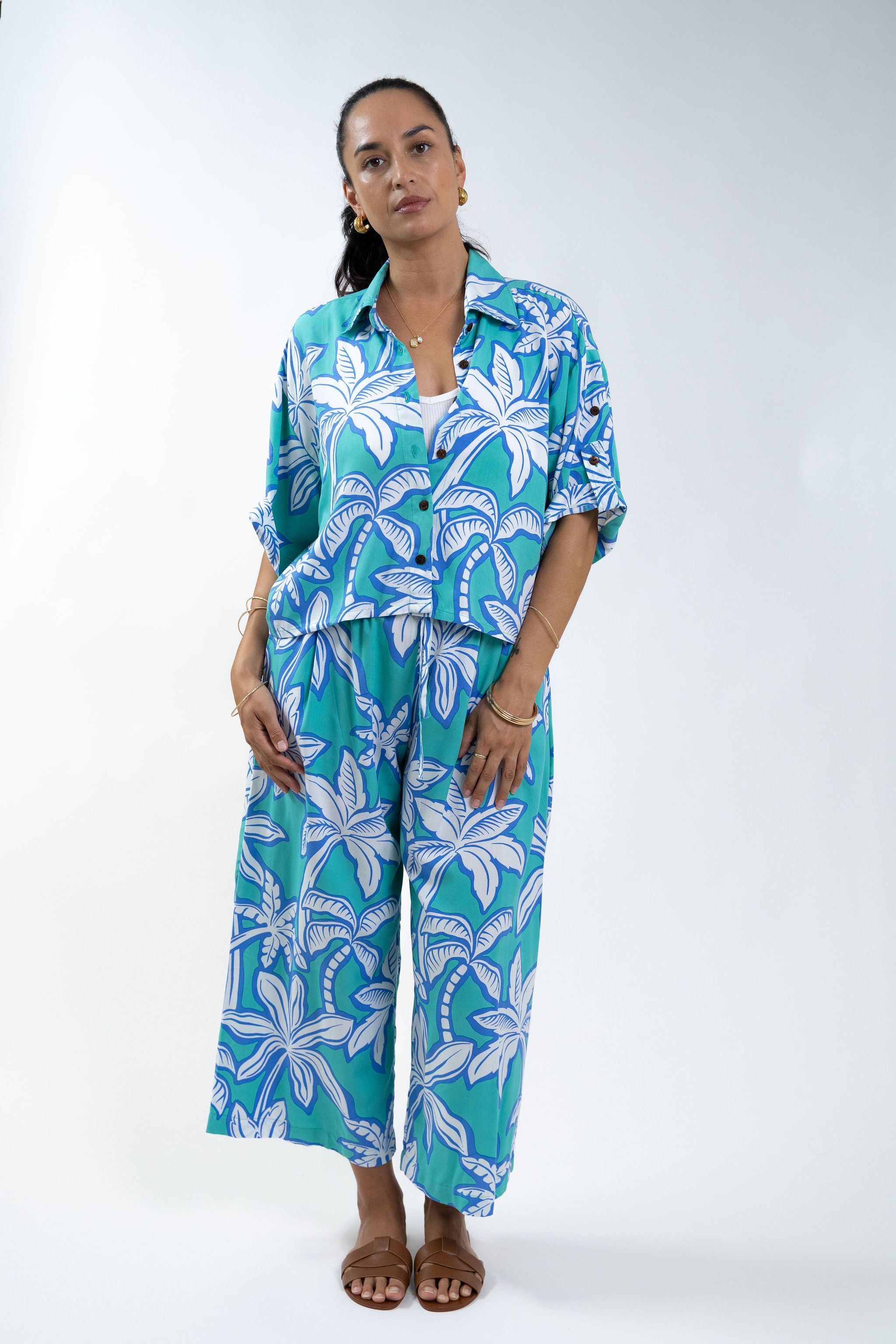 Green Moana Grove Cropped Grace Pant