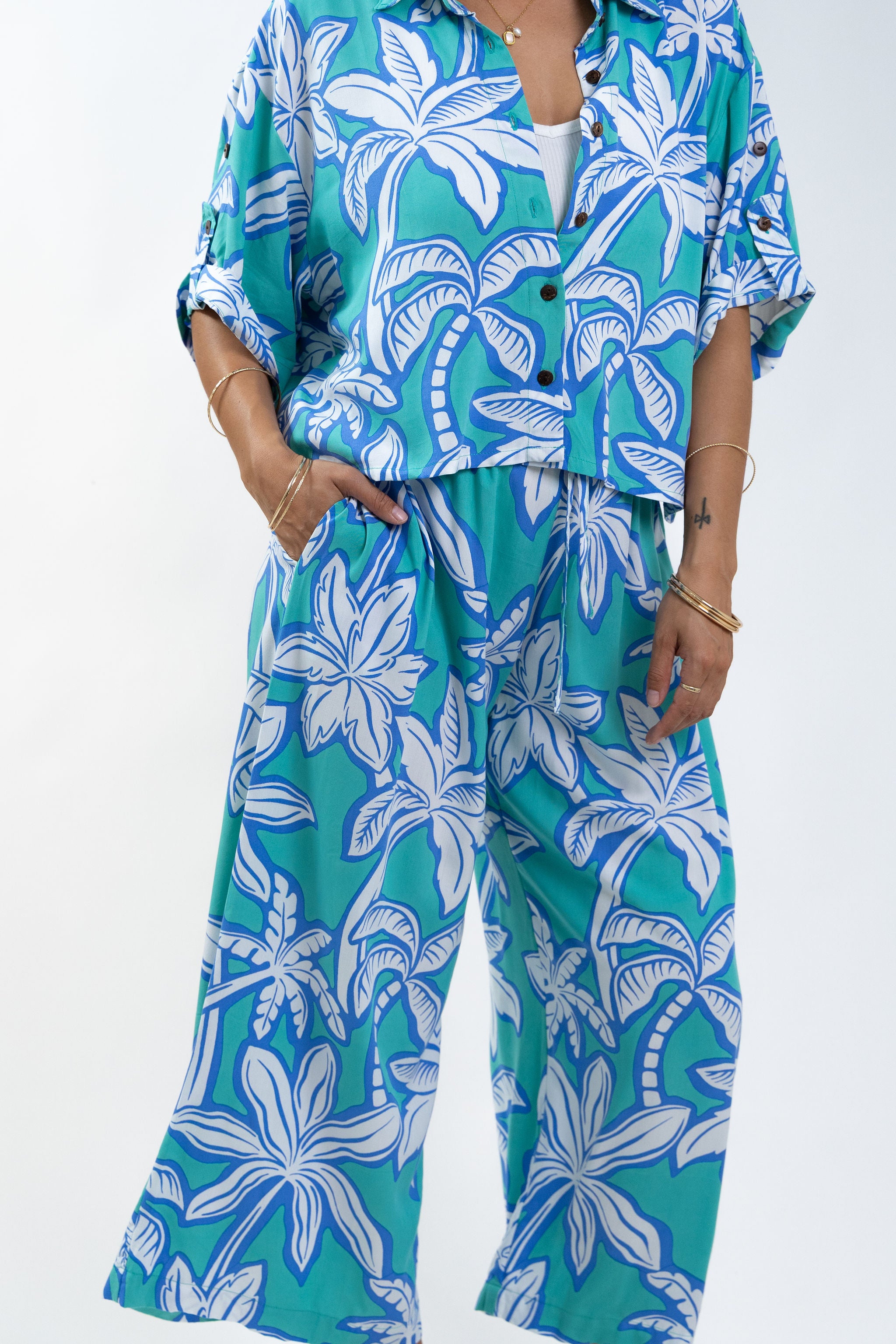 Green Moana Grove Cropped Grace Pant