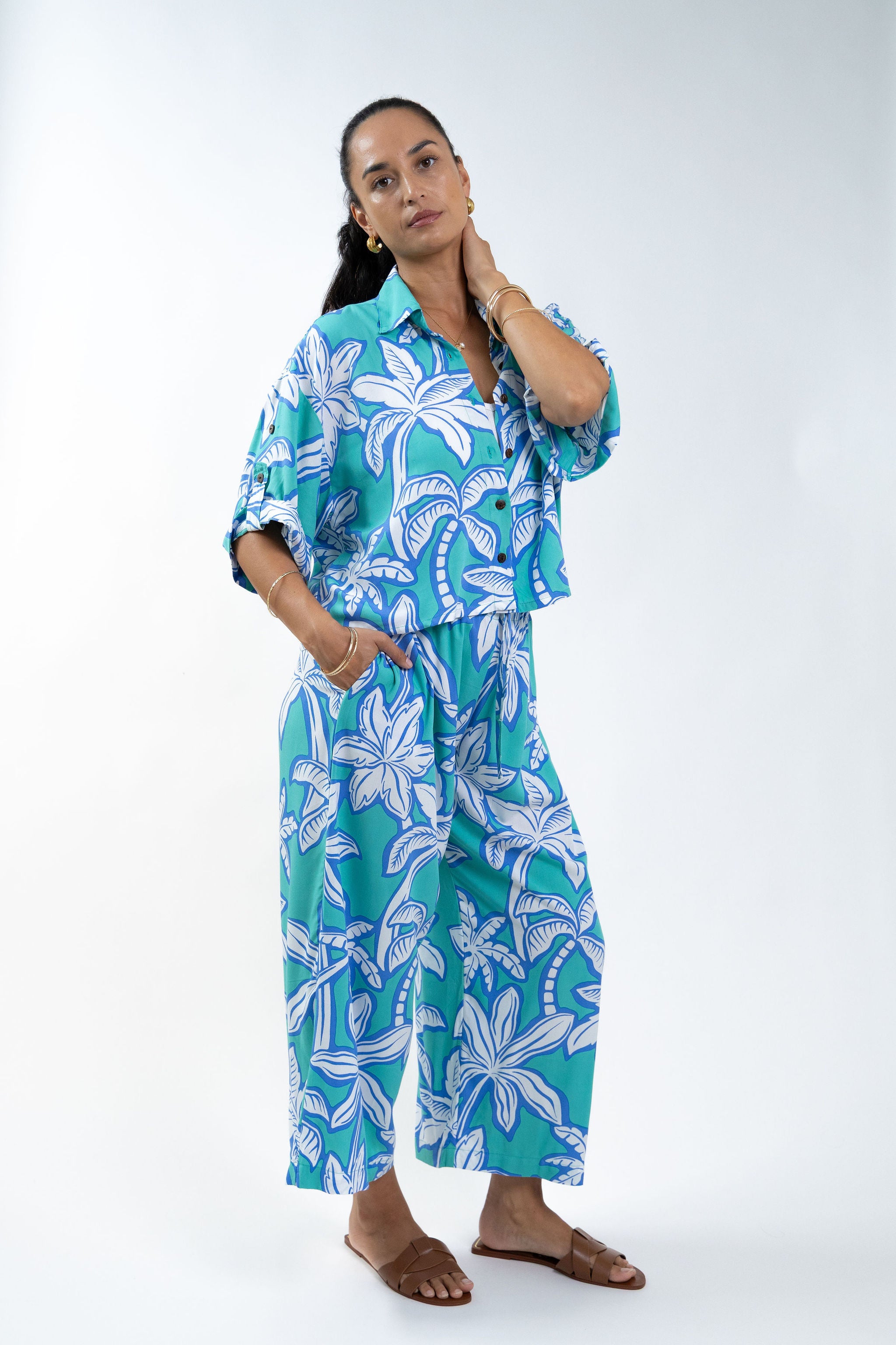 Green Moana Grove Cropped Grace Pant