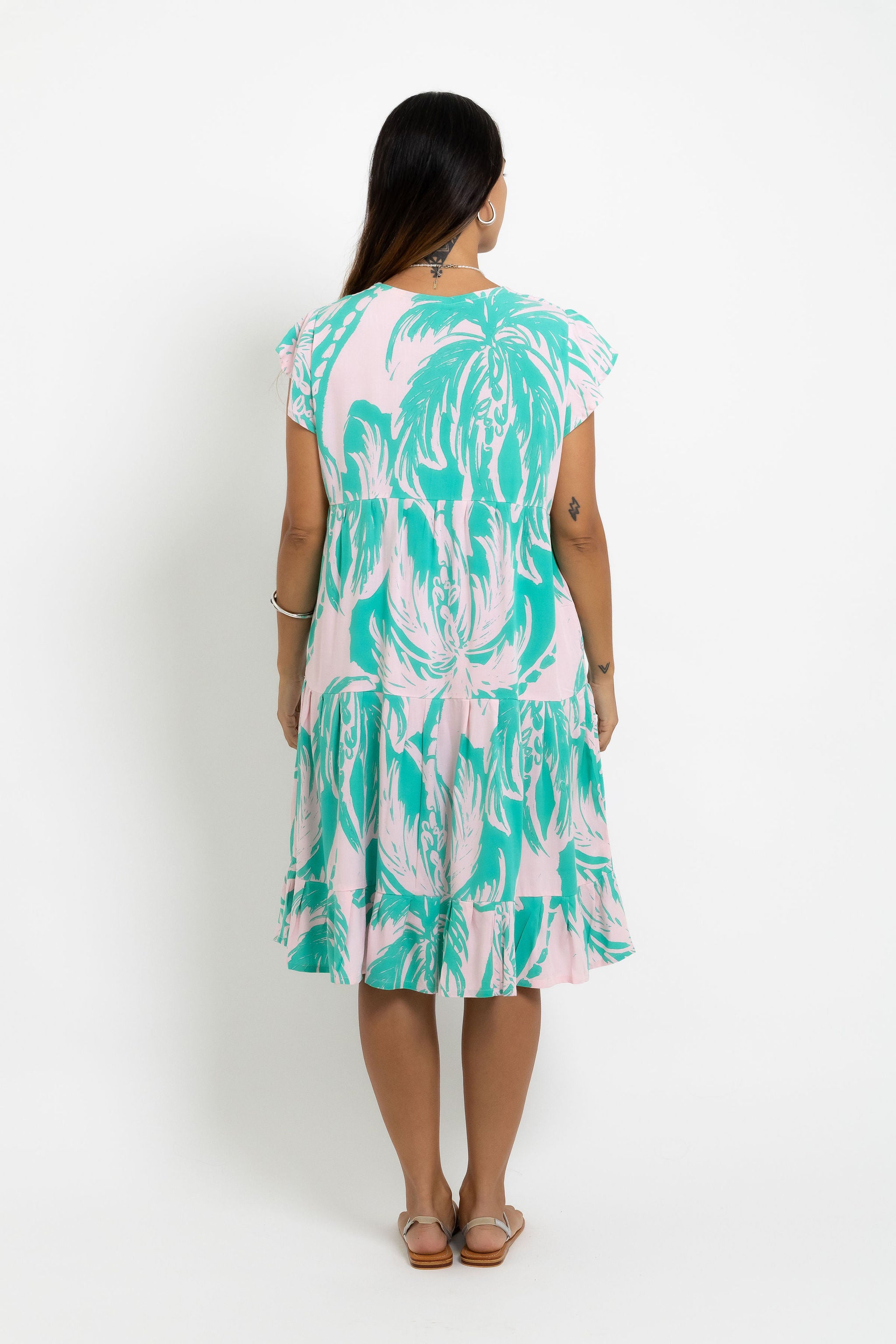 Pink Jade Coconut Swell Tia V Neck Dress
