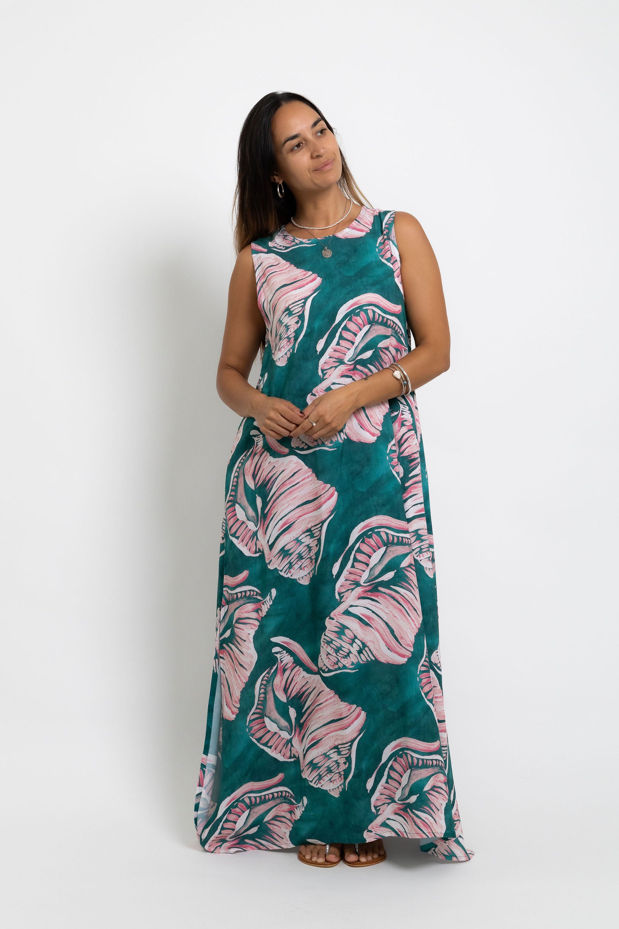 Jade Conch Shell Mere Maxi Dress
