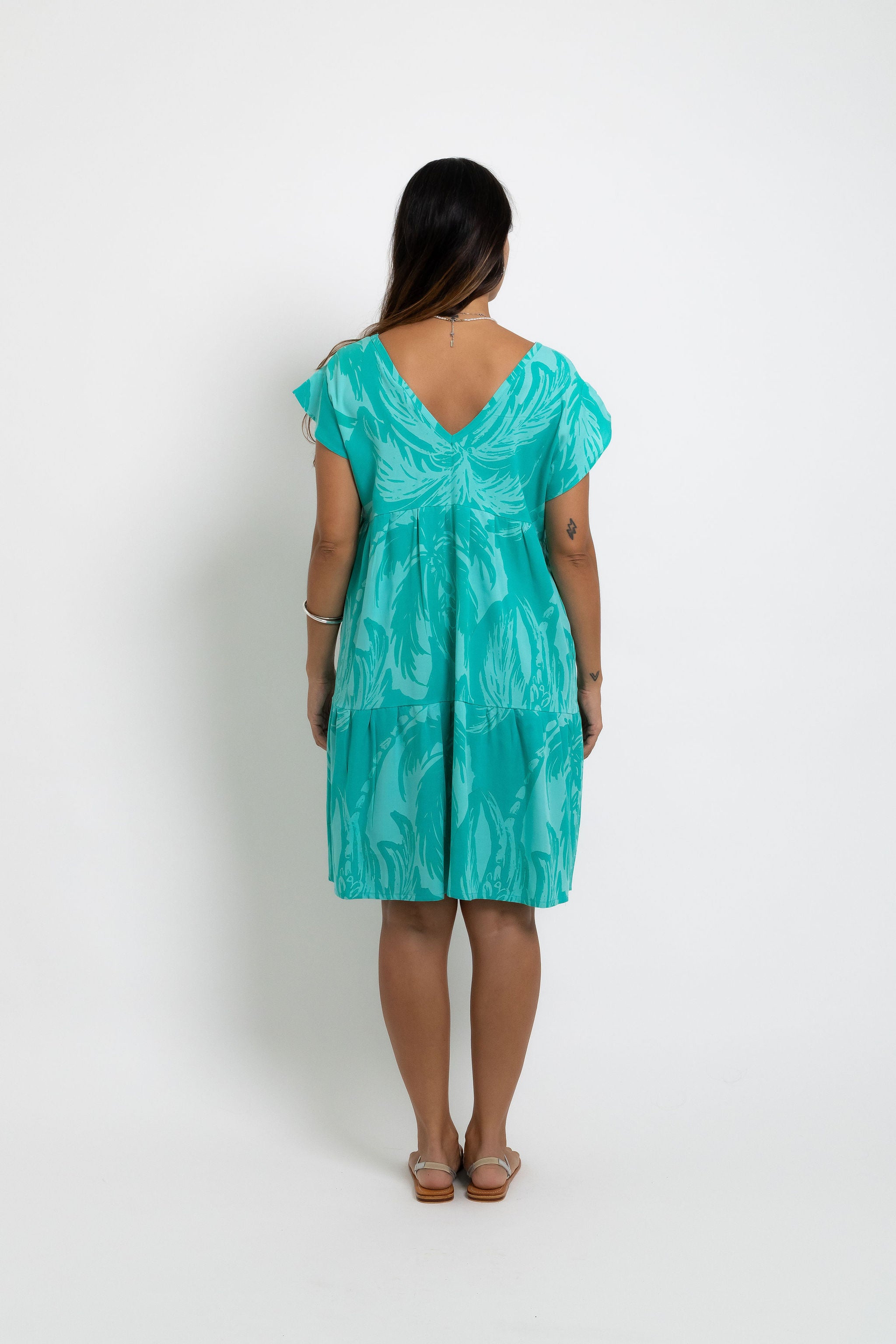 Jade Aqua Coconut Swell Pauline V Neck Dress