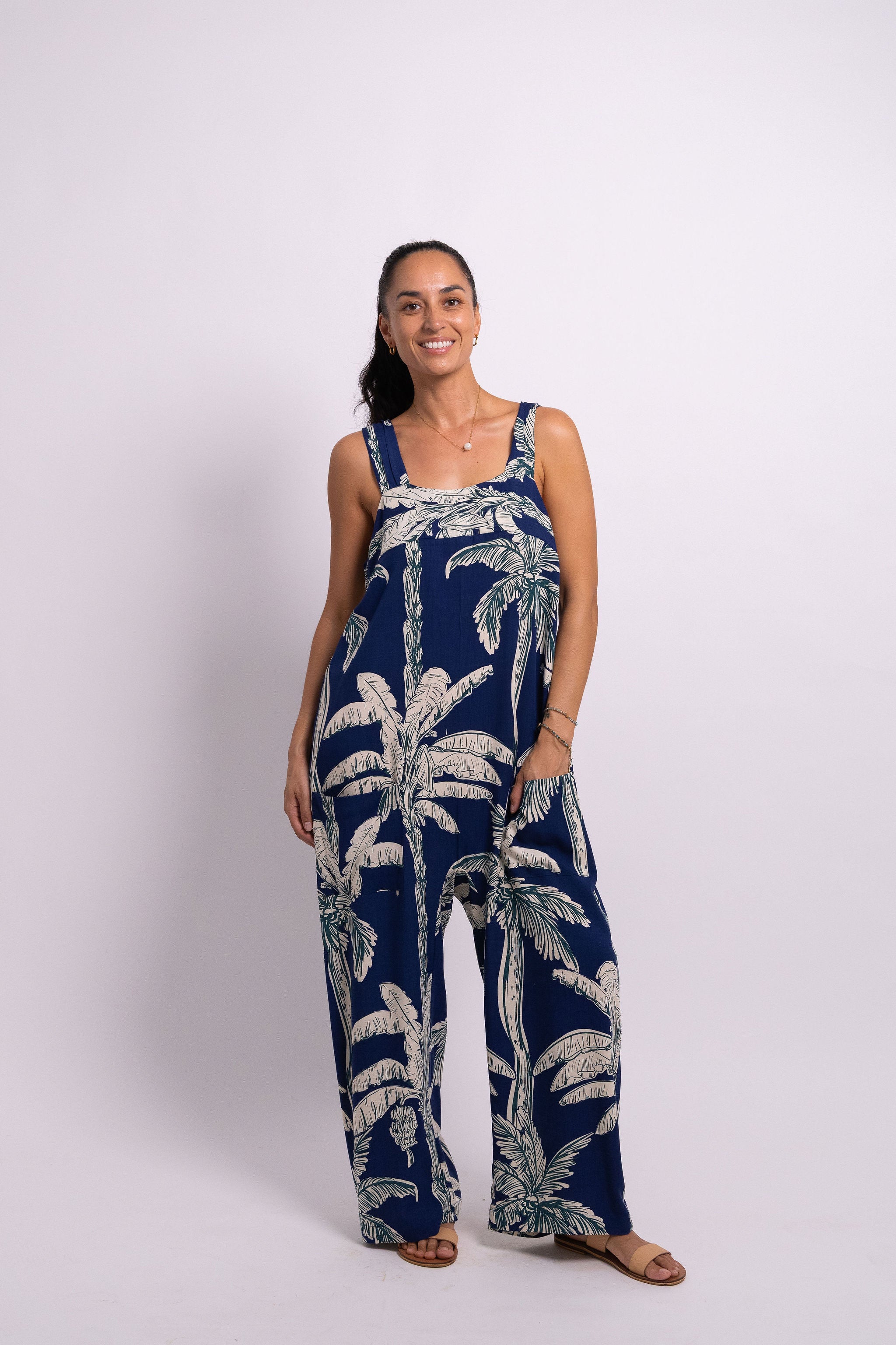 Navy Coco Palm Minar Jumpsuit