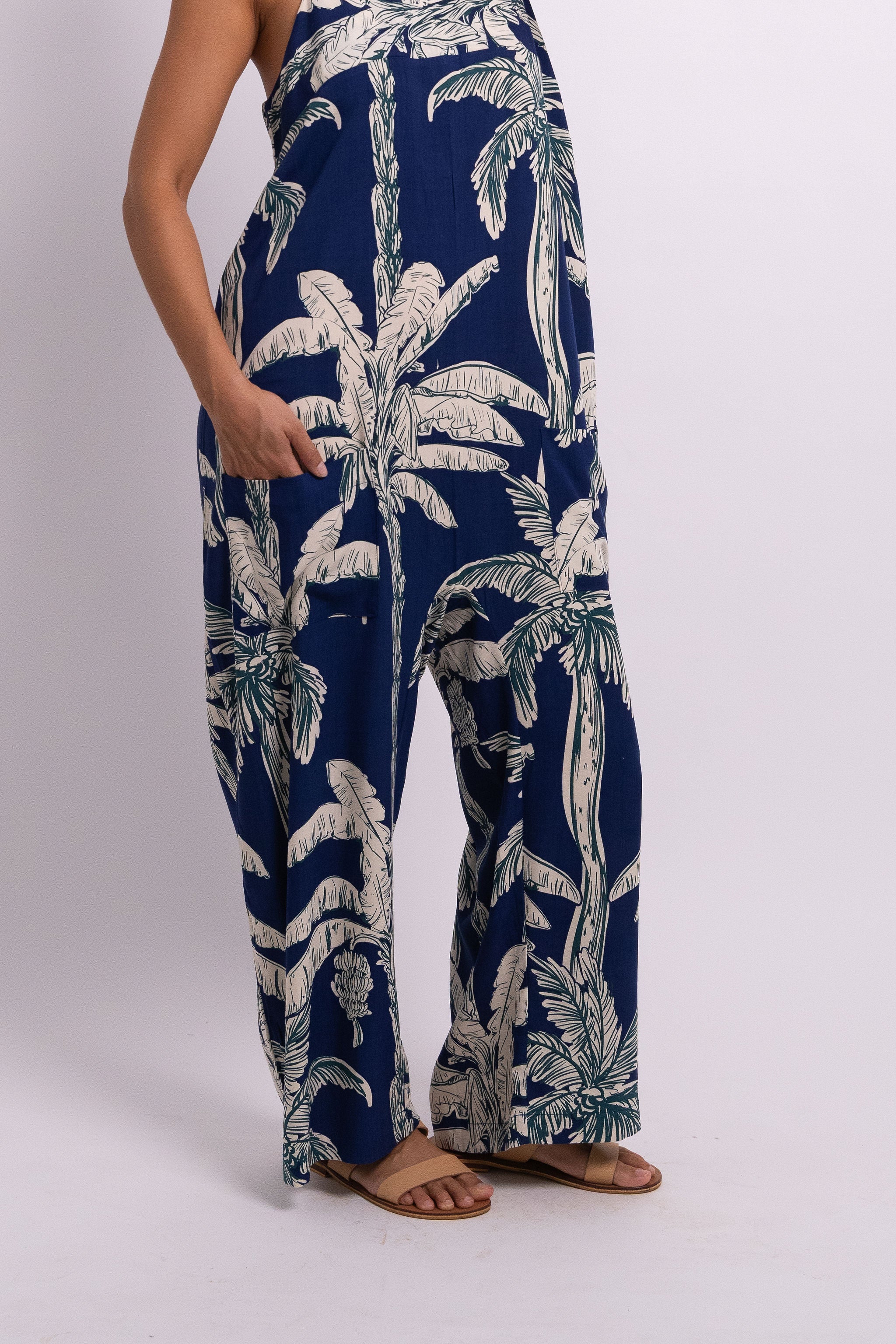 Navy Coco Palm Minar Jumpsuit