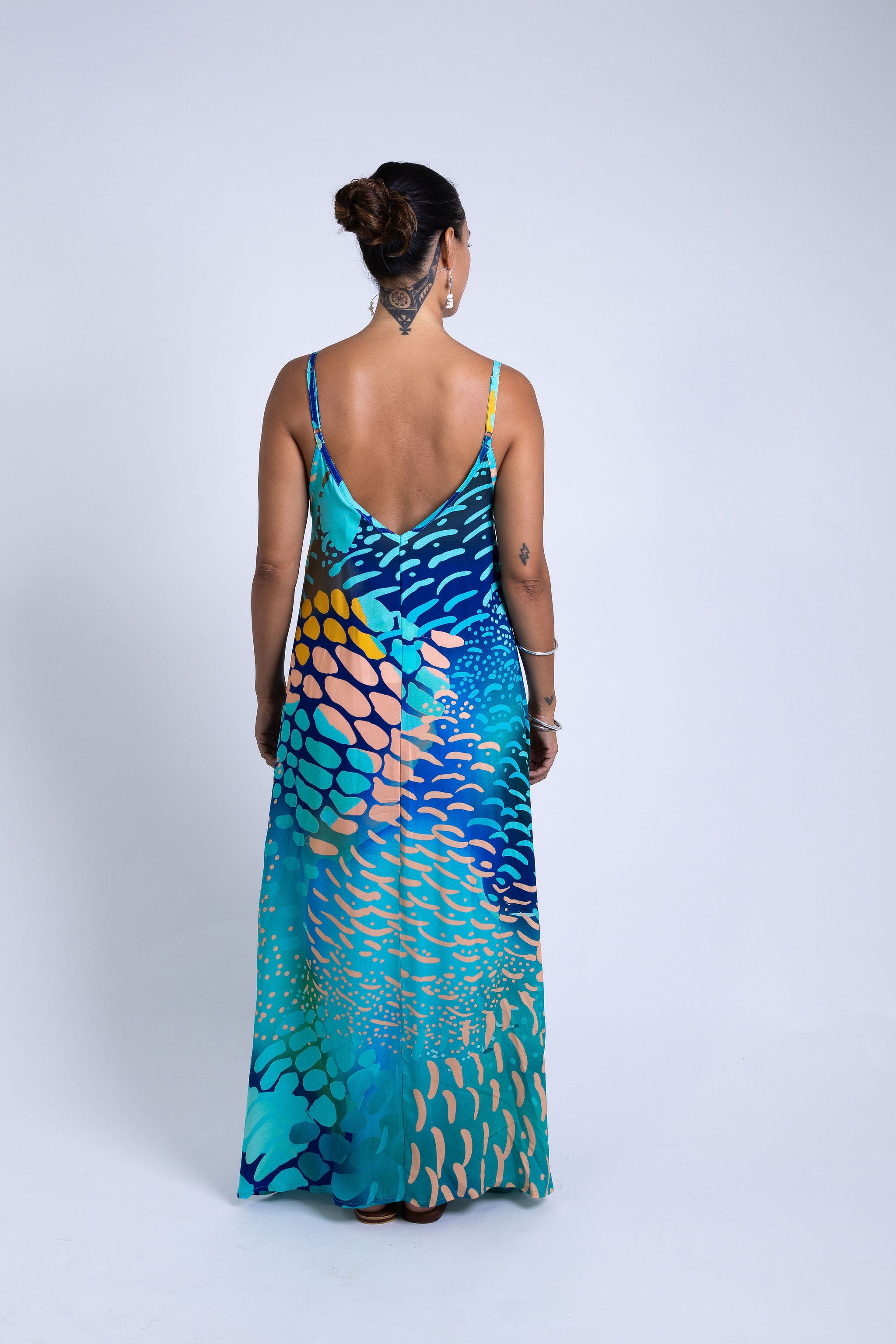 Indigo Parrot Fish Maria Maxi Dress