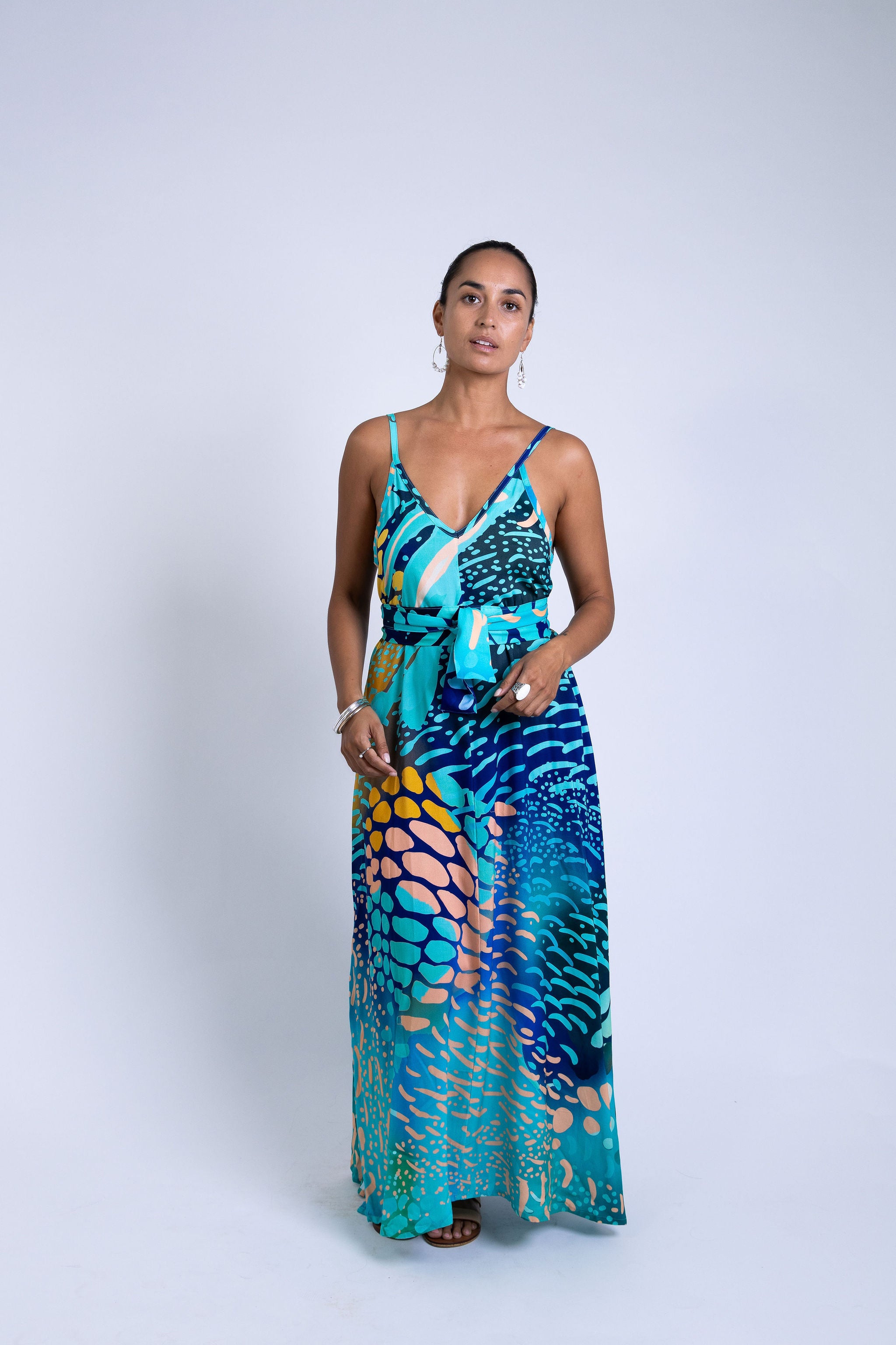 Indigo Parrot Fish Maria Maxi Dress