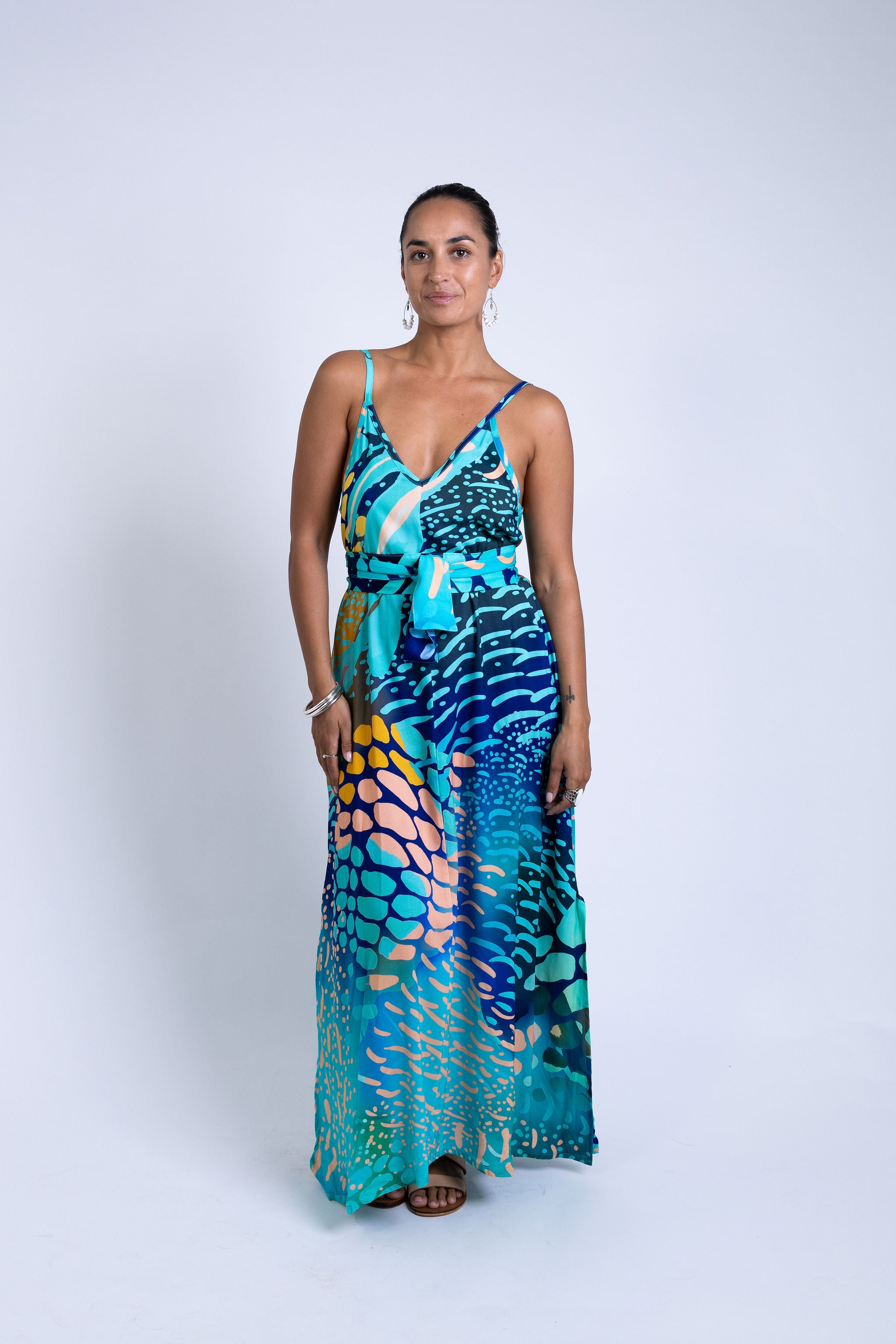 Indigo Parrot Fish Maria Maxi Dress