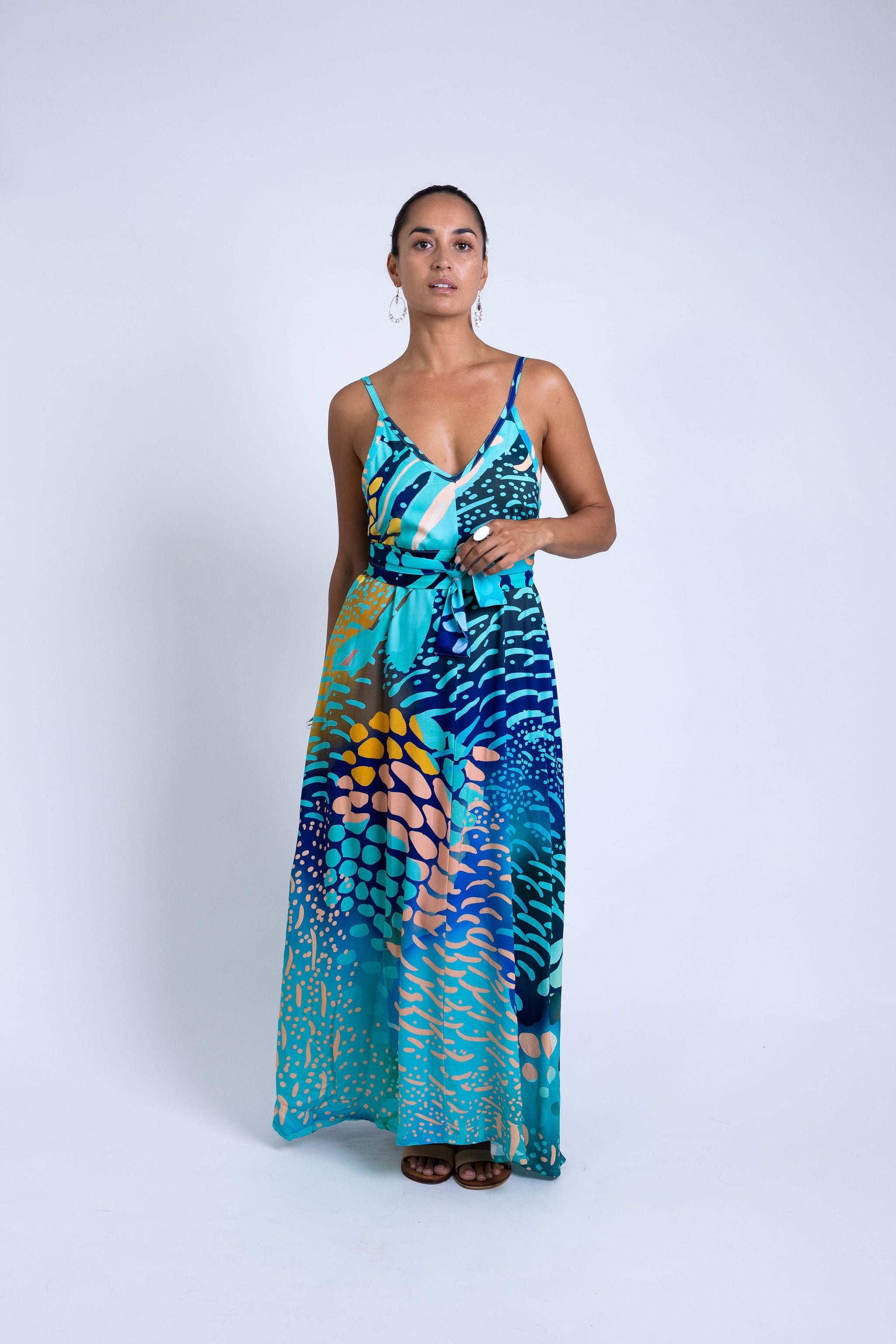 Indigo Parrot Fish Maria Maxi Dress