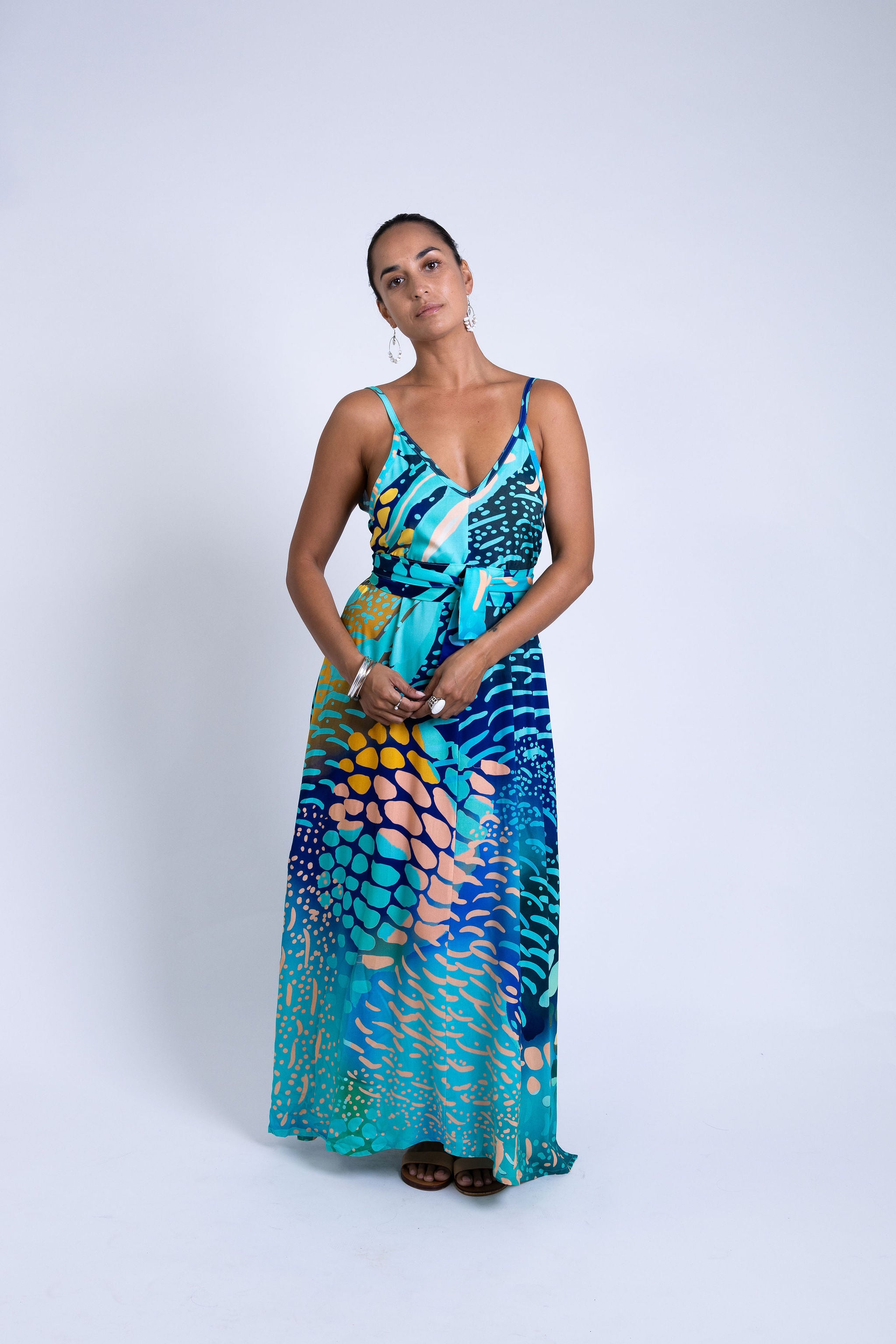 Indigo Parrot Fish Maria Maxi Dress