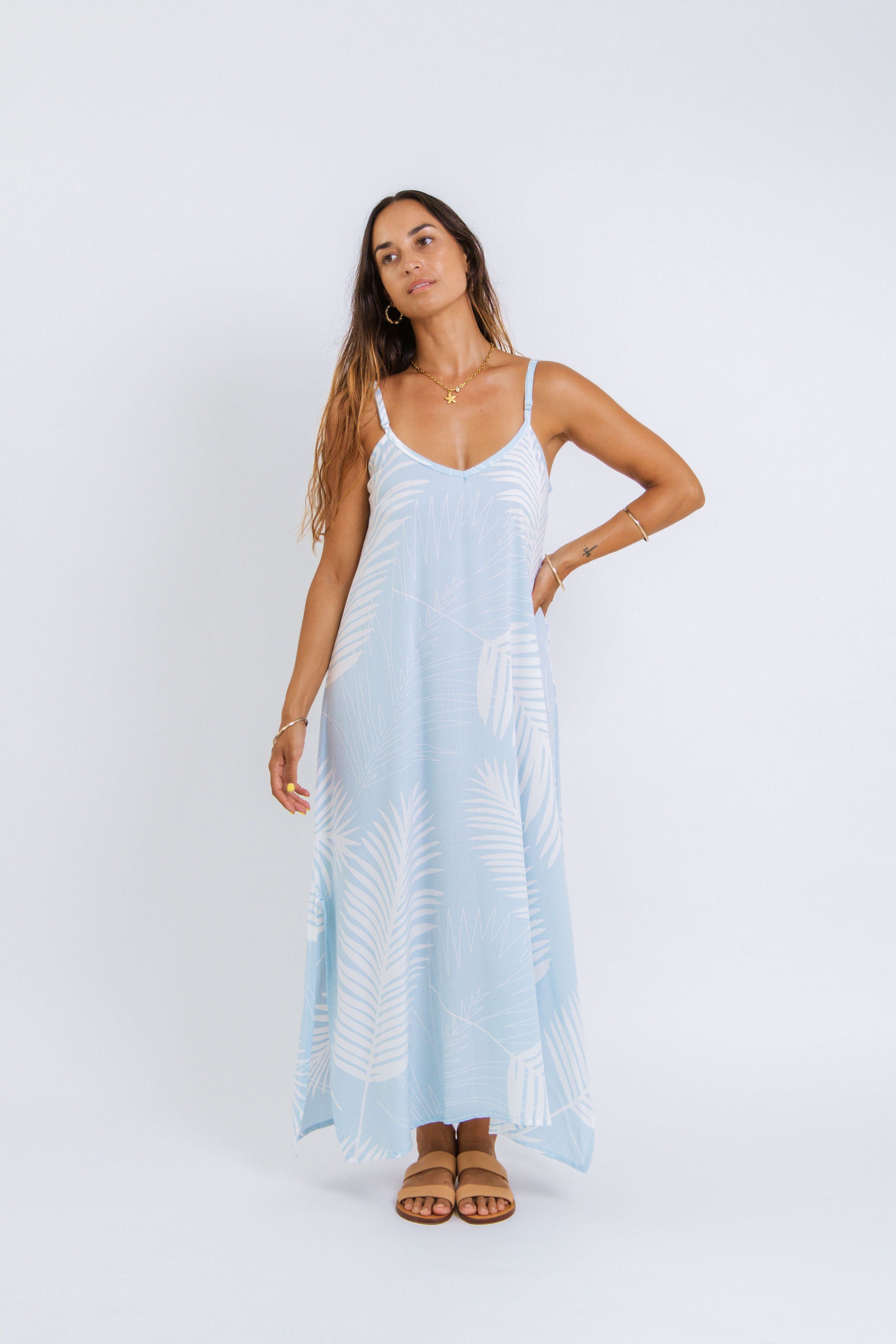 Sky Blue Fern Manu Maxi